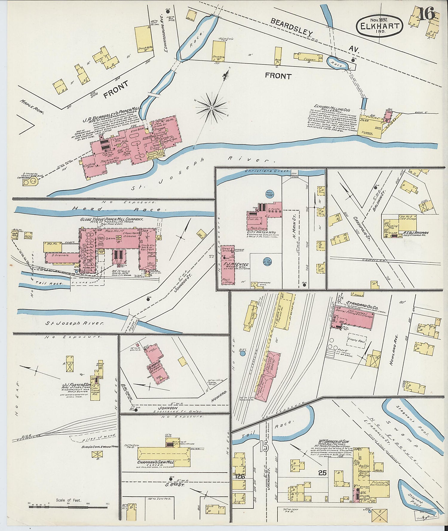 This old map of Elkhart, Elkhart County, Indiana was created by Sanborn Map Company in 1892