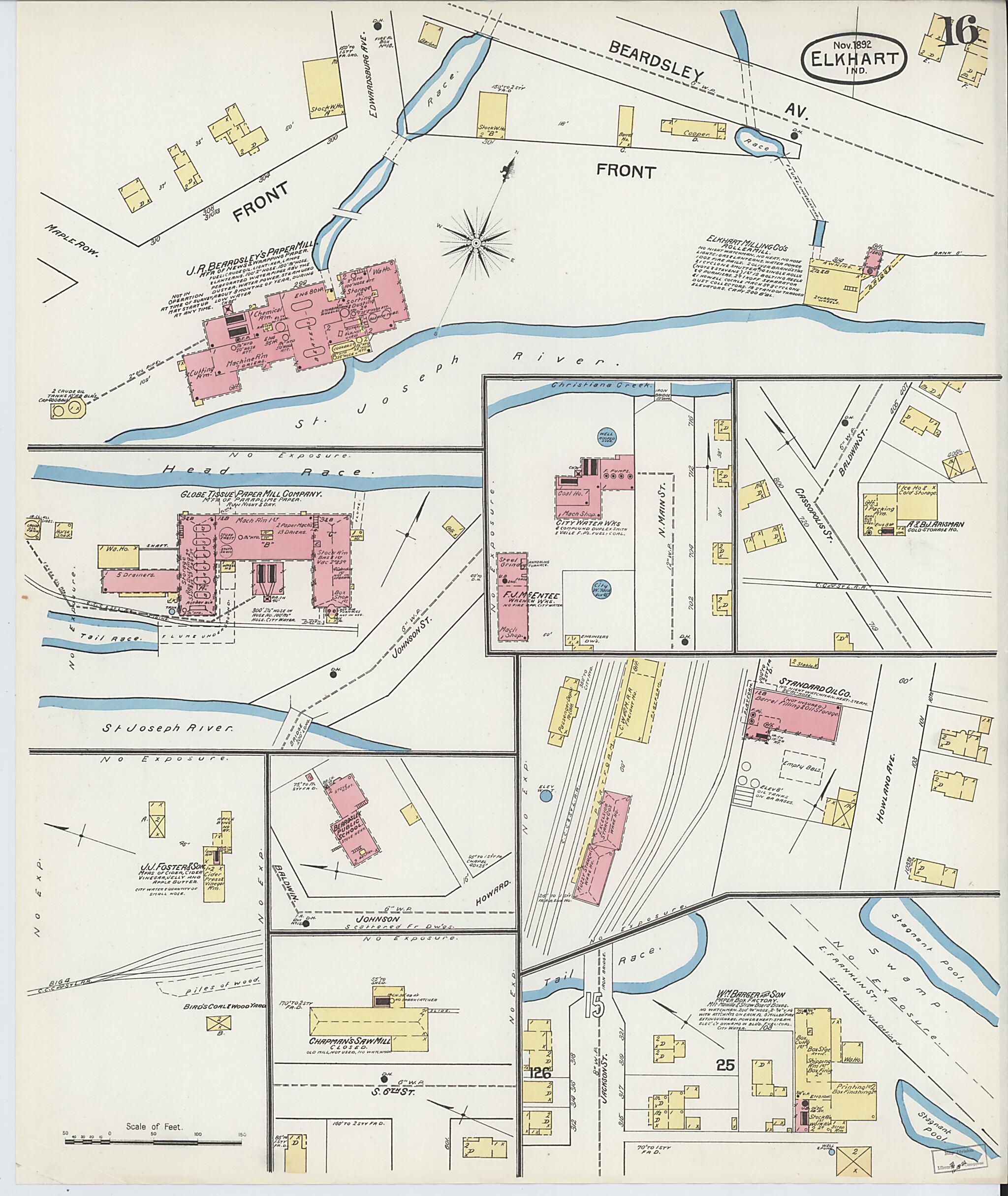 This old map of Elkhart, Elkhart County, Indiana was created by Sanborn Map Company in 1892