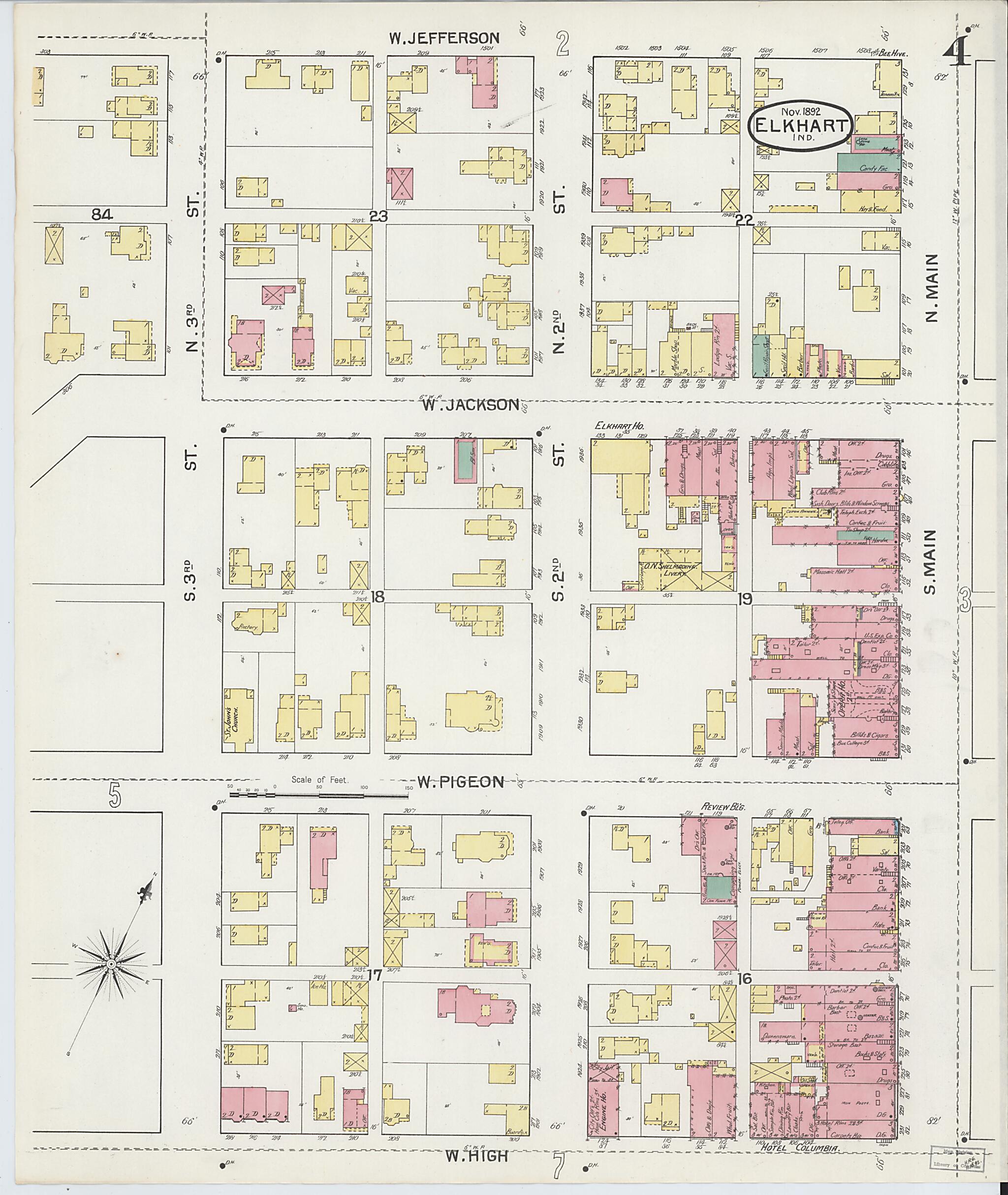 This old map of Elkhart, Elkhart County, Indiana was created by Sanborn Map Company in 1892