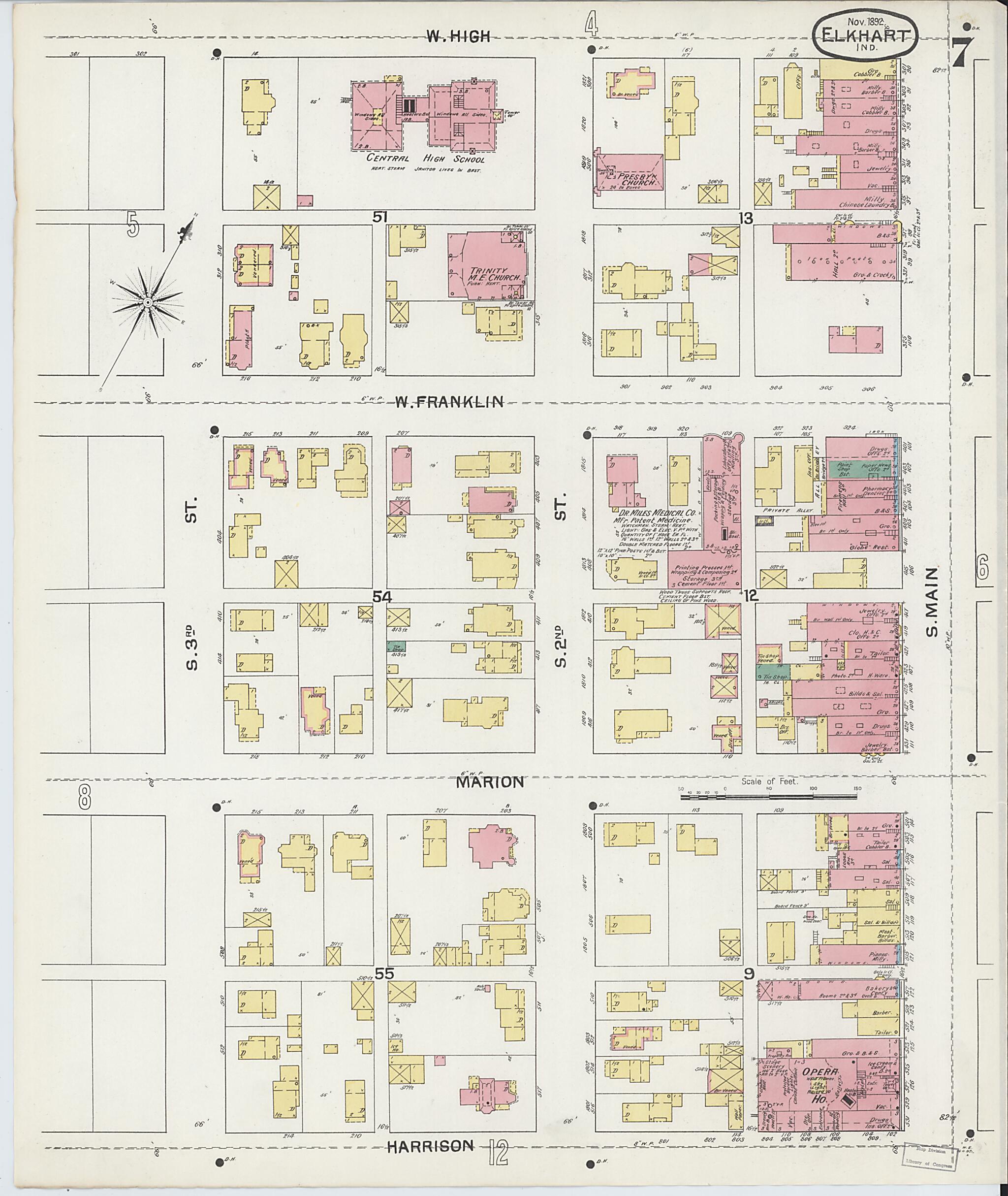 This old map of Elkhart, Elkhart County, Indiana was created by Sanborn Map Company in 1892