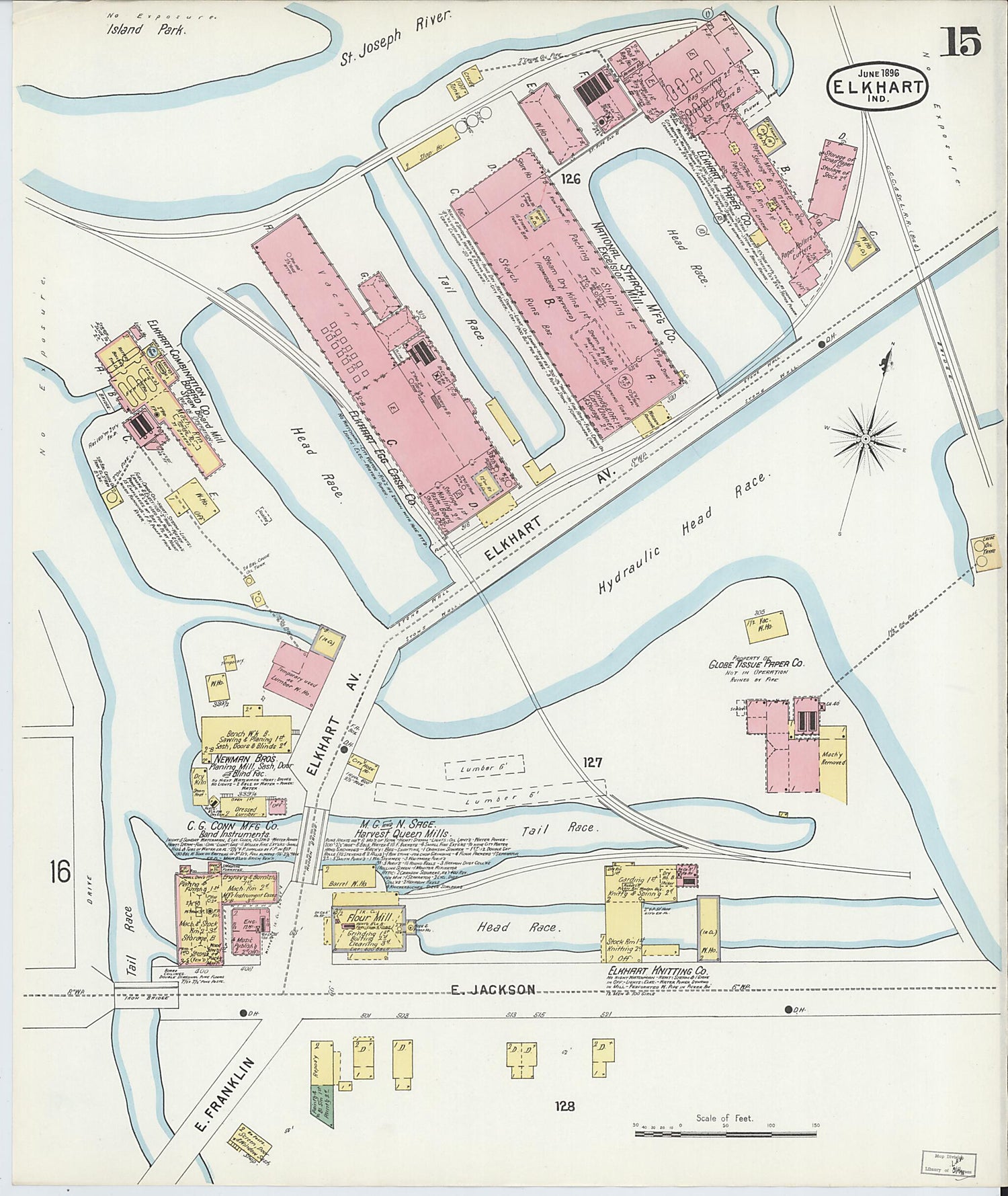 This old map of Elkhart, Elkhart County, Indiana was created by Sanborn Map Company in 1896