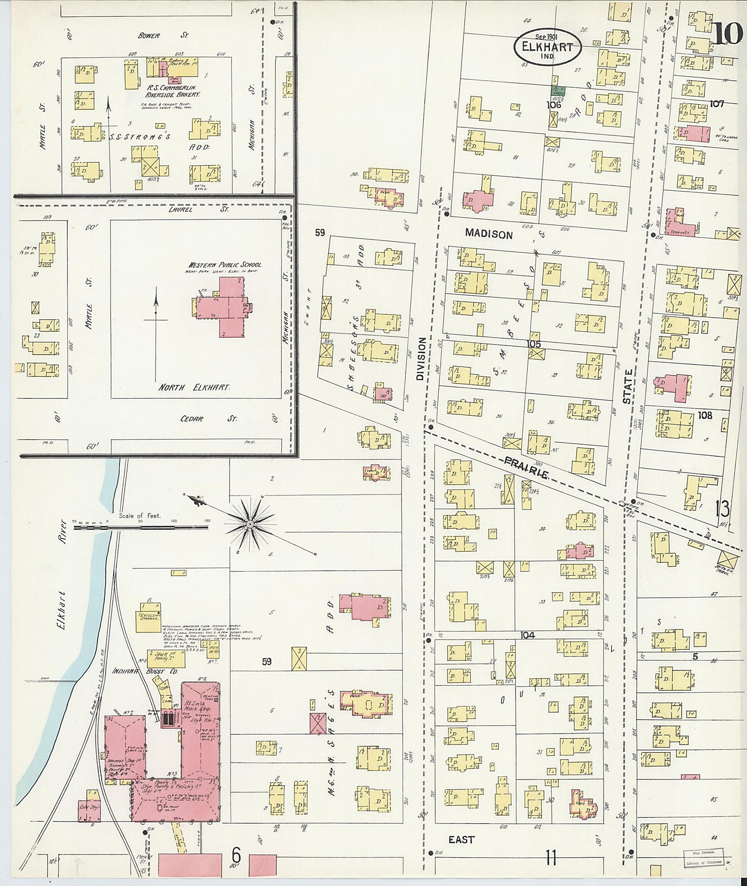 This old map of Elkhart, Elkhart County, Indiana was created by Sanborn Map Company in 1901