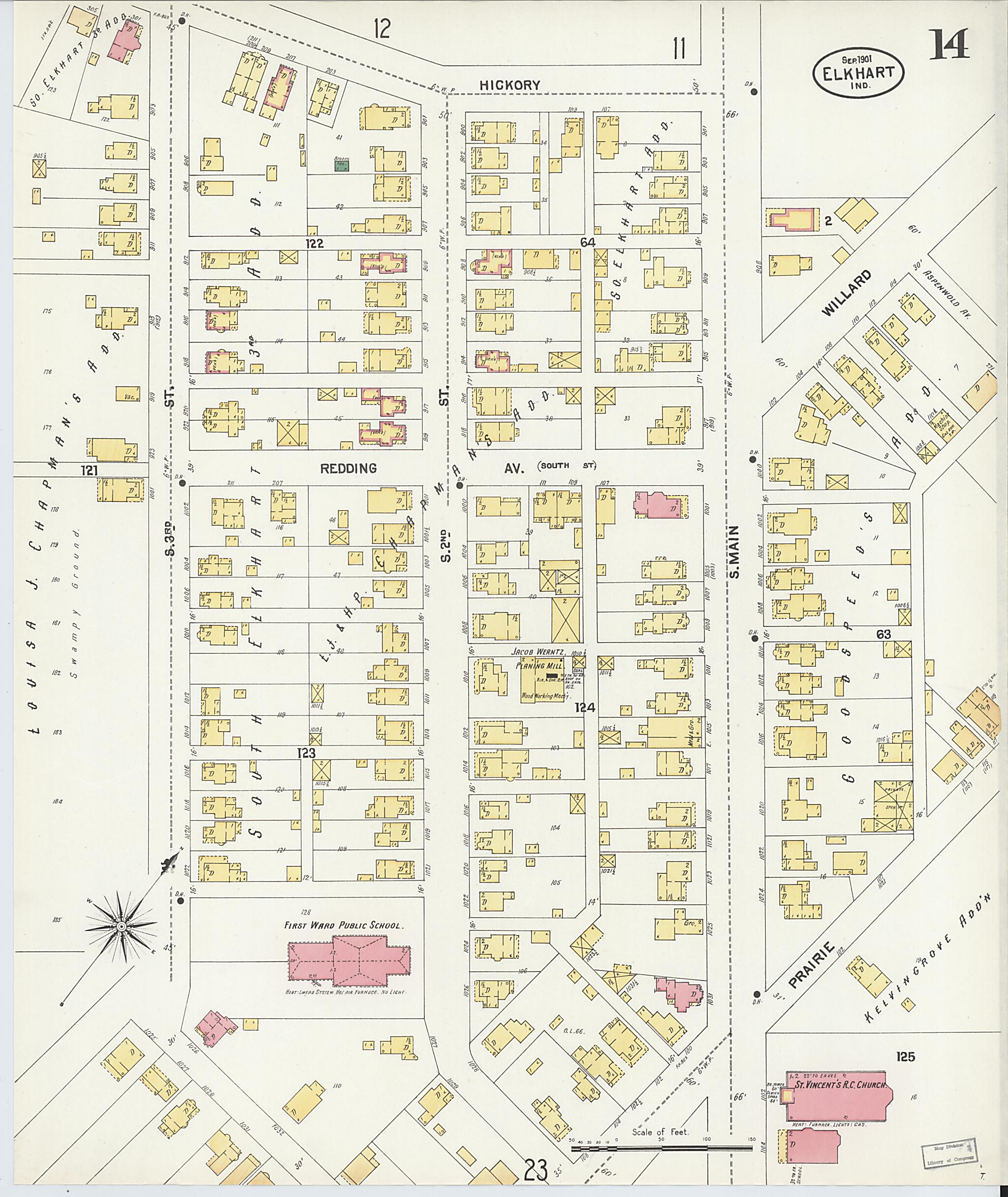 This old map of Elkhart, Elkhart County, Indiana was created by Sanborn Map Company in 1901