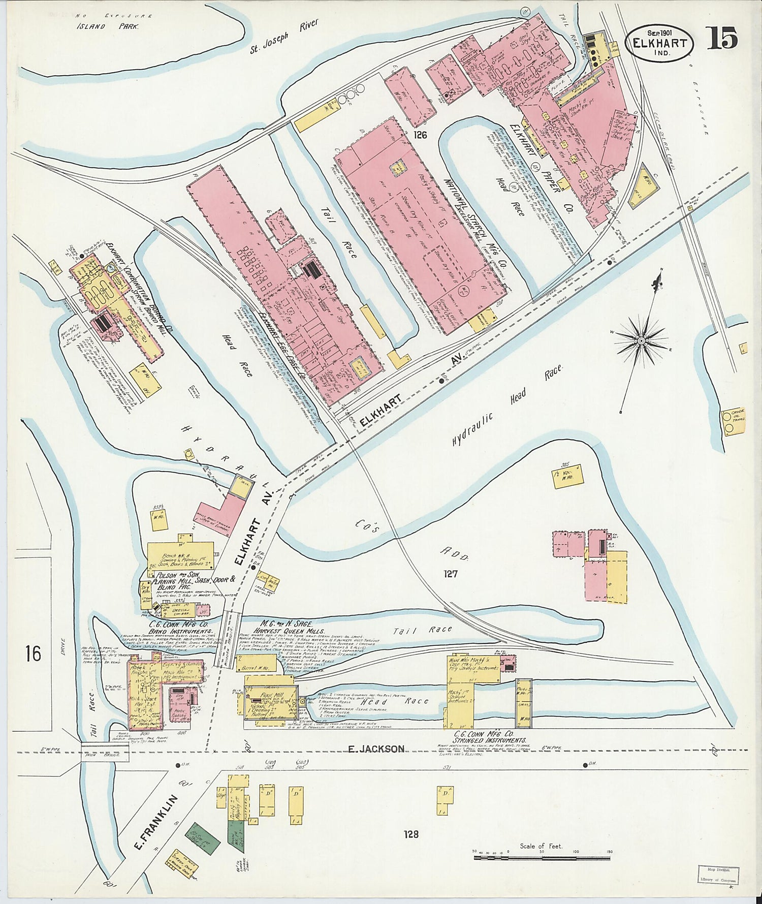 This old map of Elkhart, Elkhart County, Indiana was created by Sanborn Map Company in 1901