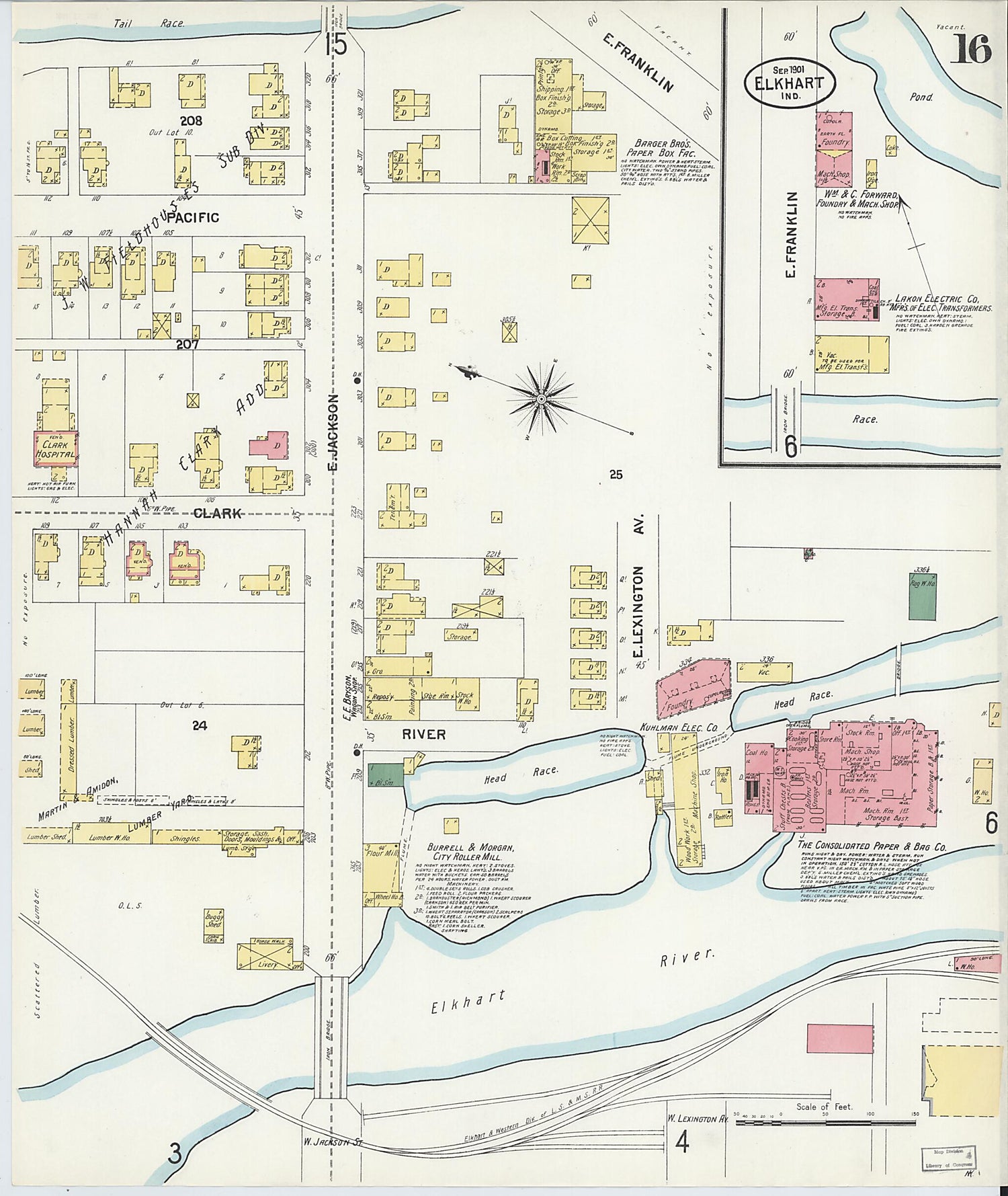 This old map of Elkhart, Elkhart County, Indiana was created by Sanborn Map Company in 1901