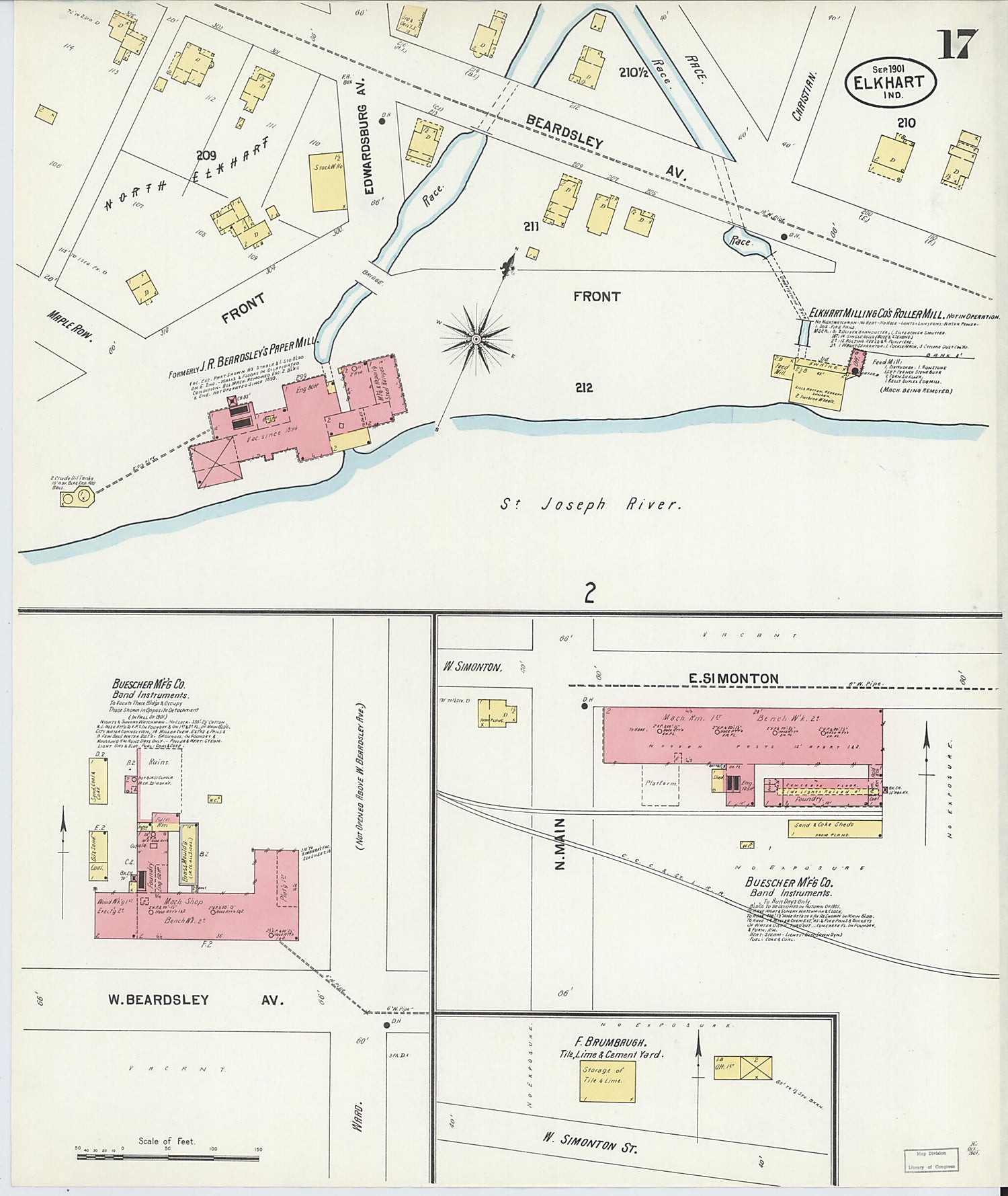 This old map of Elkhart, Elkhart County, Indiana was created by Sanborn Map Company in 1901