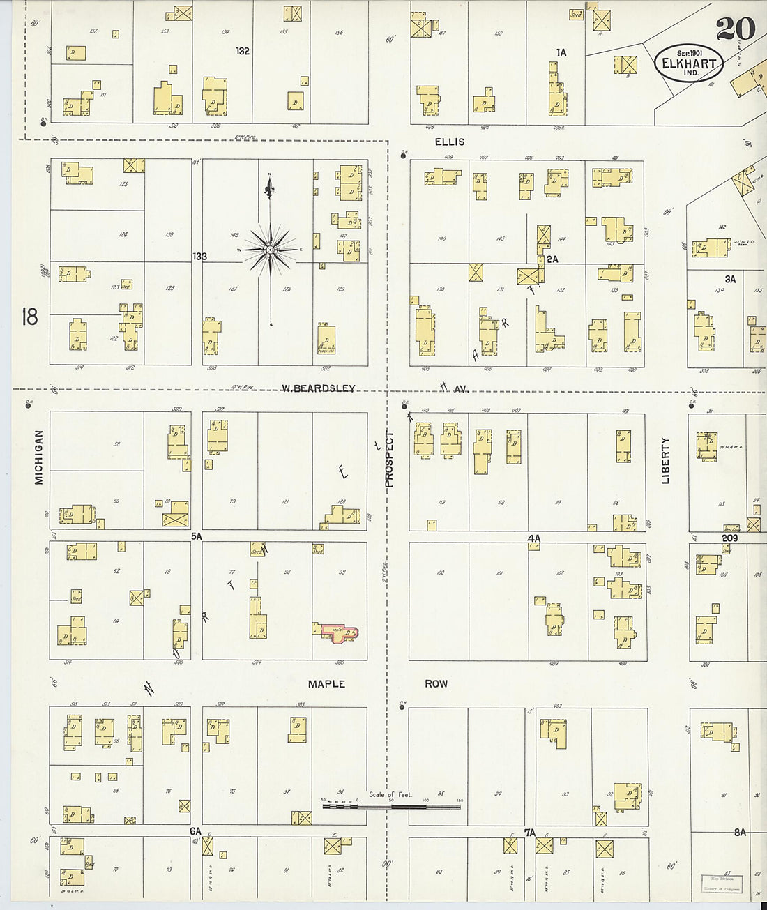 This old map of Elkhart, Elkhart County, Indiana was created by Sanborn Map Company in 1901