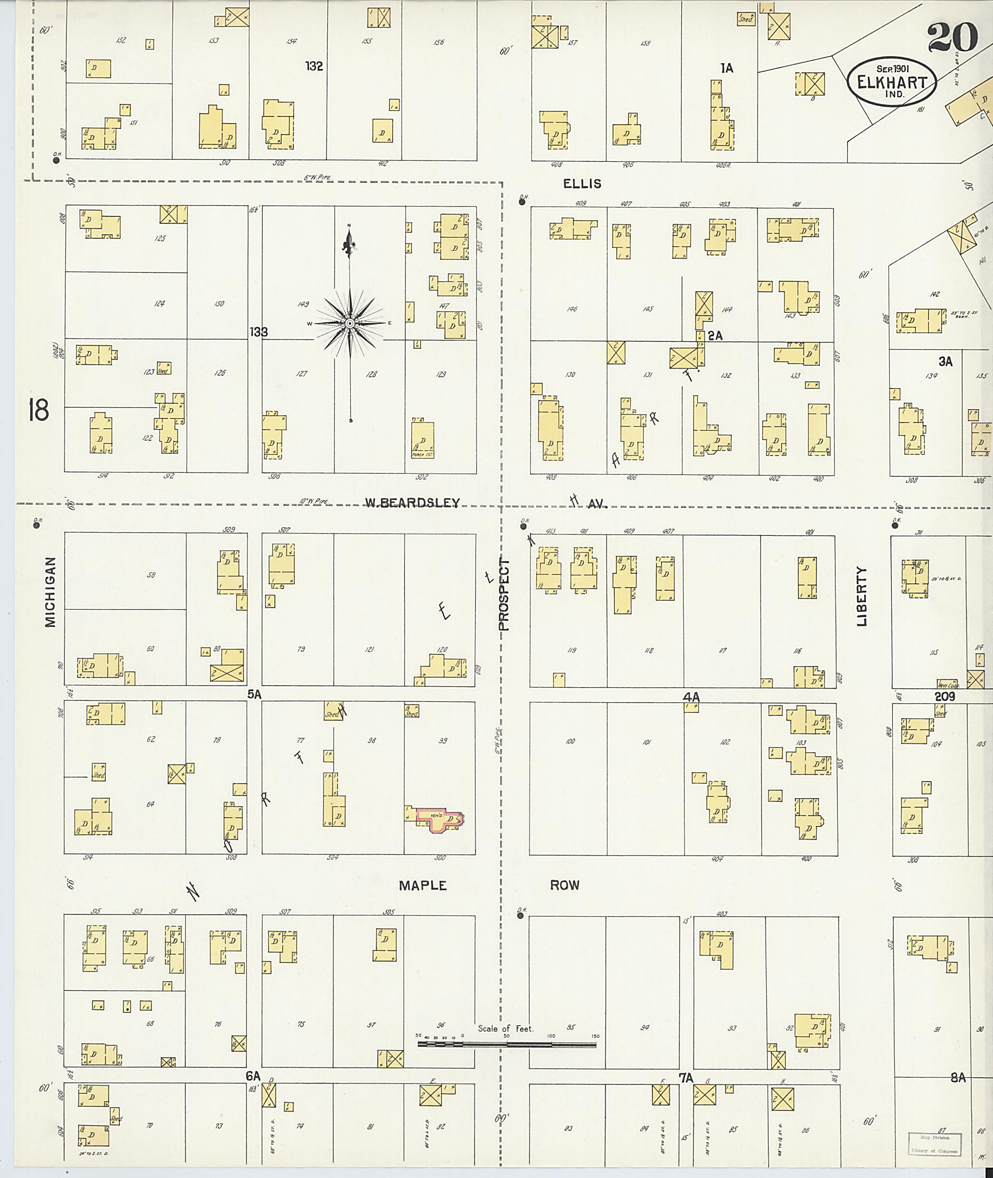 This old map of Elkhart, Elkhart County, Indiana was created by Sanborn Map Company in 1901