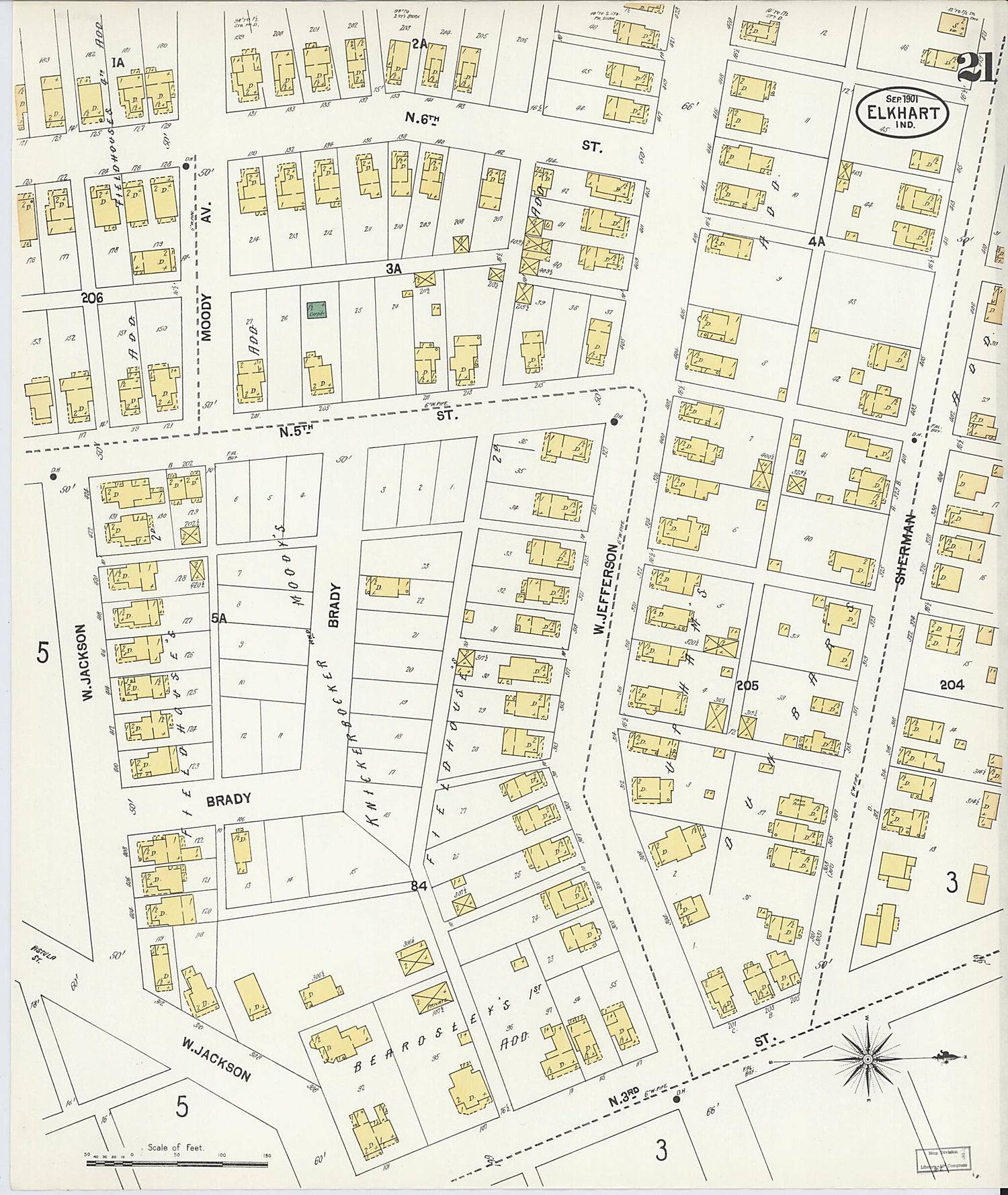 This old map of Elkhart, Elkhart County, Indiana was created by Sanborn Map Company in 1901