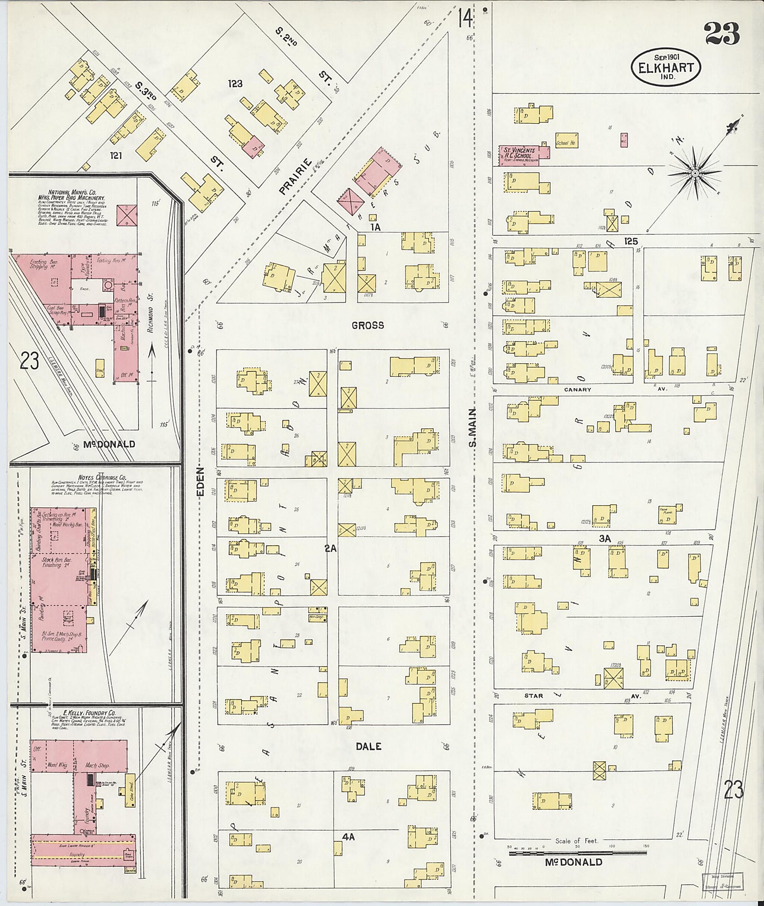 This old map of Elkhart, Elkhart County, Indiana was created by Sanborn Map Company in 1901