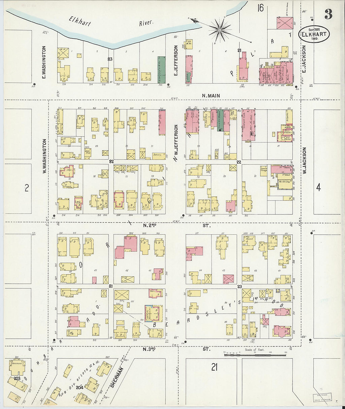 This old map of Elkhart, Elkhart County, Indiana was created by Sanborn Map Company in 1901