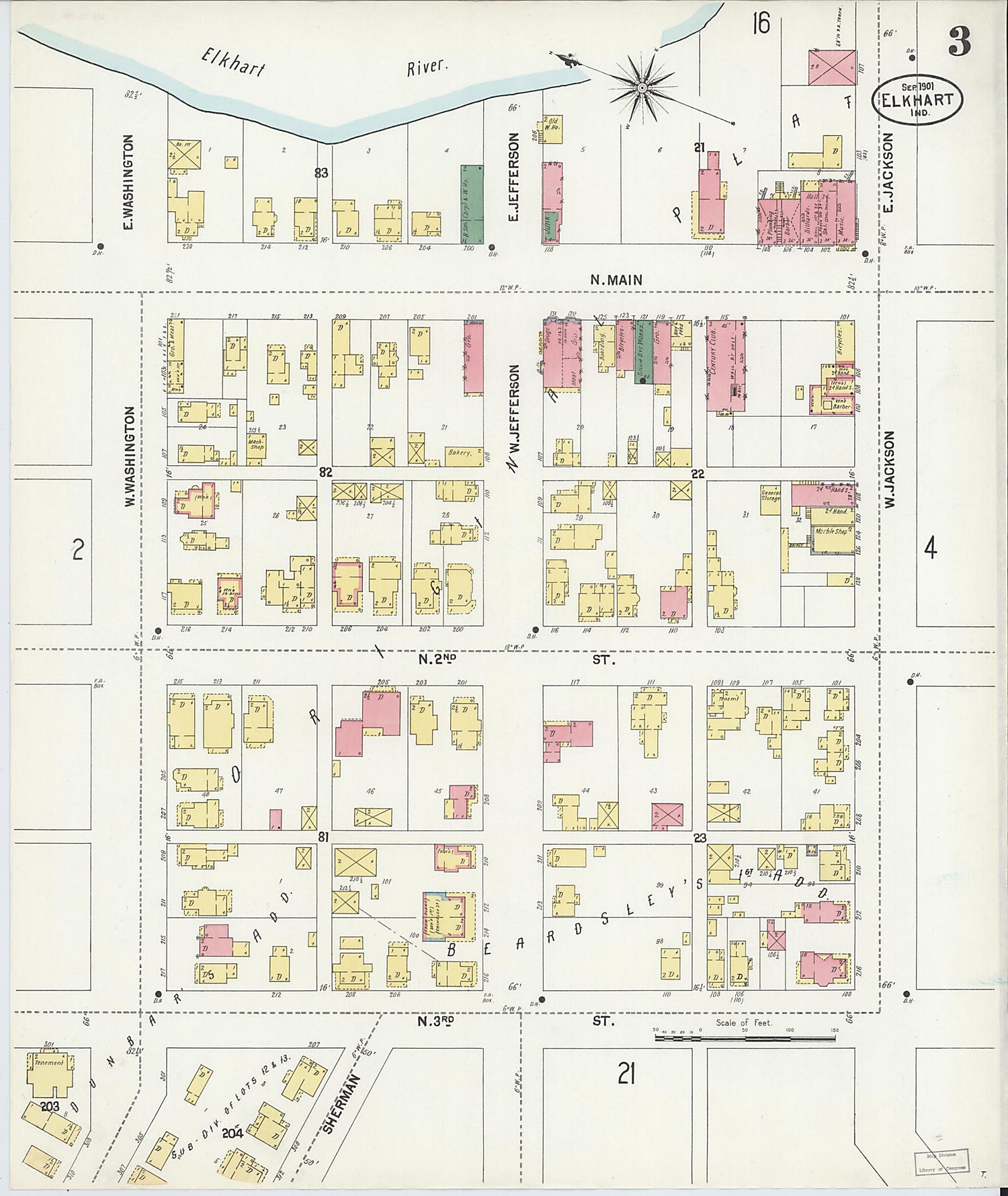 This old map of Elkhart, Elkhart County, Indiana was created by Sanborn Map Company in 1901