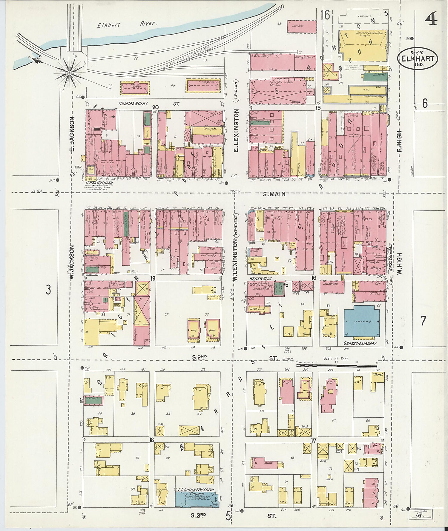 This old map of Elkhart, Elkhart County, Indiana was created by Sanborn Map Company in 1901