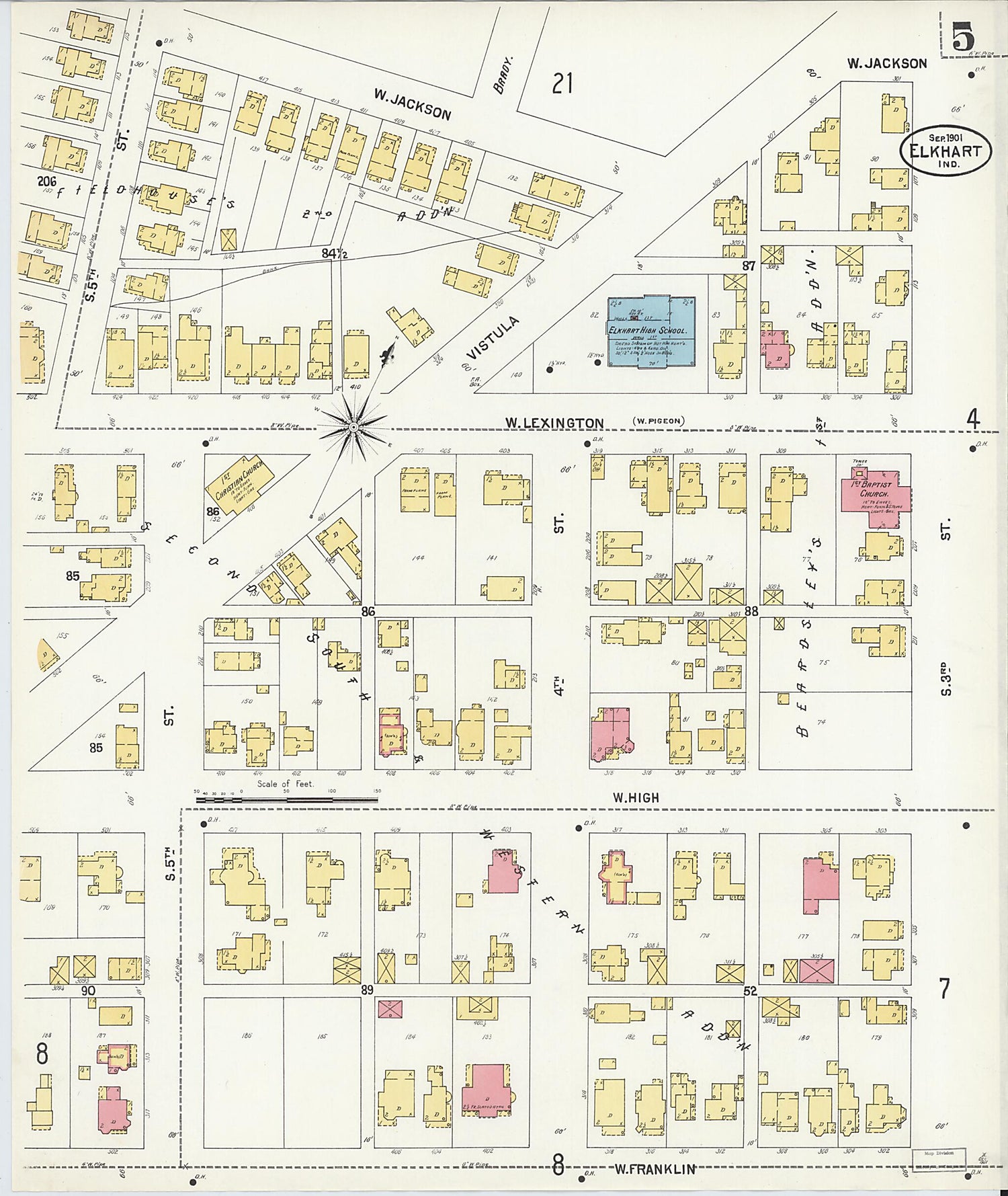 This old map of Elkhart, Elkhart County, Indiana was created by Sanborn Map Company in 1901