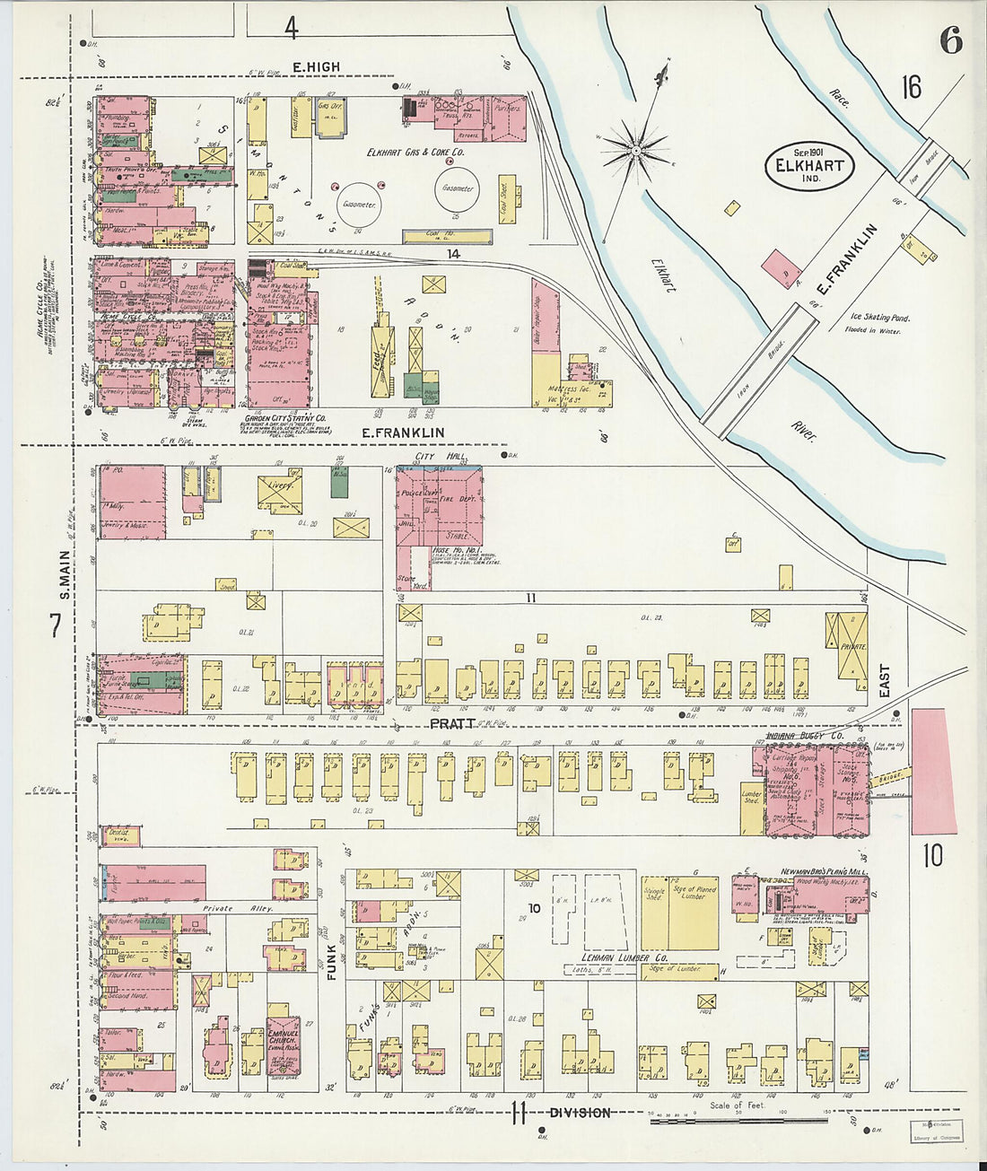 This old map of Elkhart, Elkhart County, Indiana was created by Sanborn Map Company in 1901