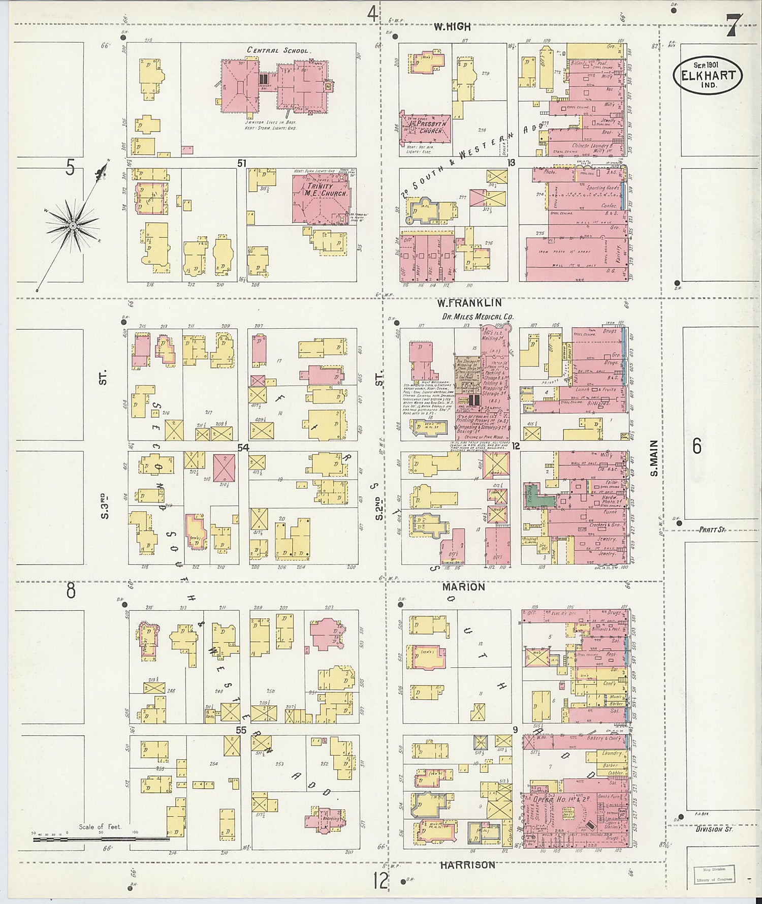 This old map of Elkhart, Elkhart County, Indiana was created by Sanborn Map Company in 1901