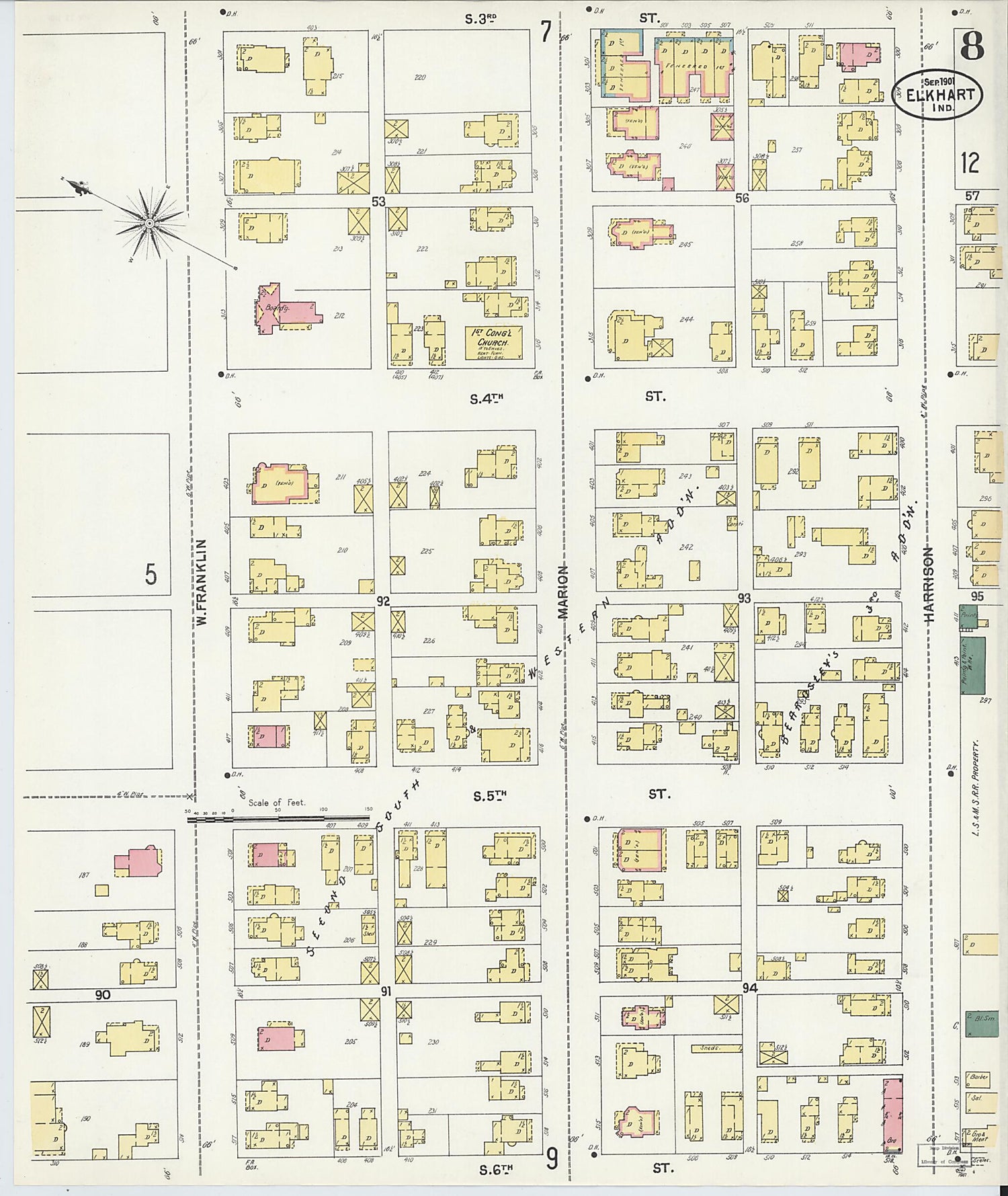 This old map of Elkhart, Elkhart County, Indiana was created by Sanborn Map Company in 1901