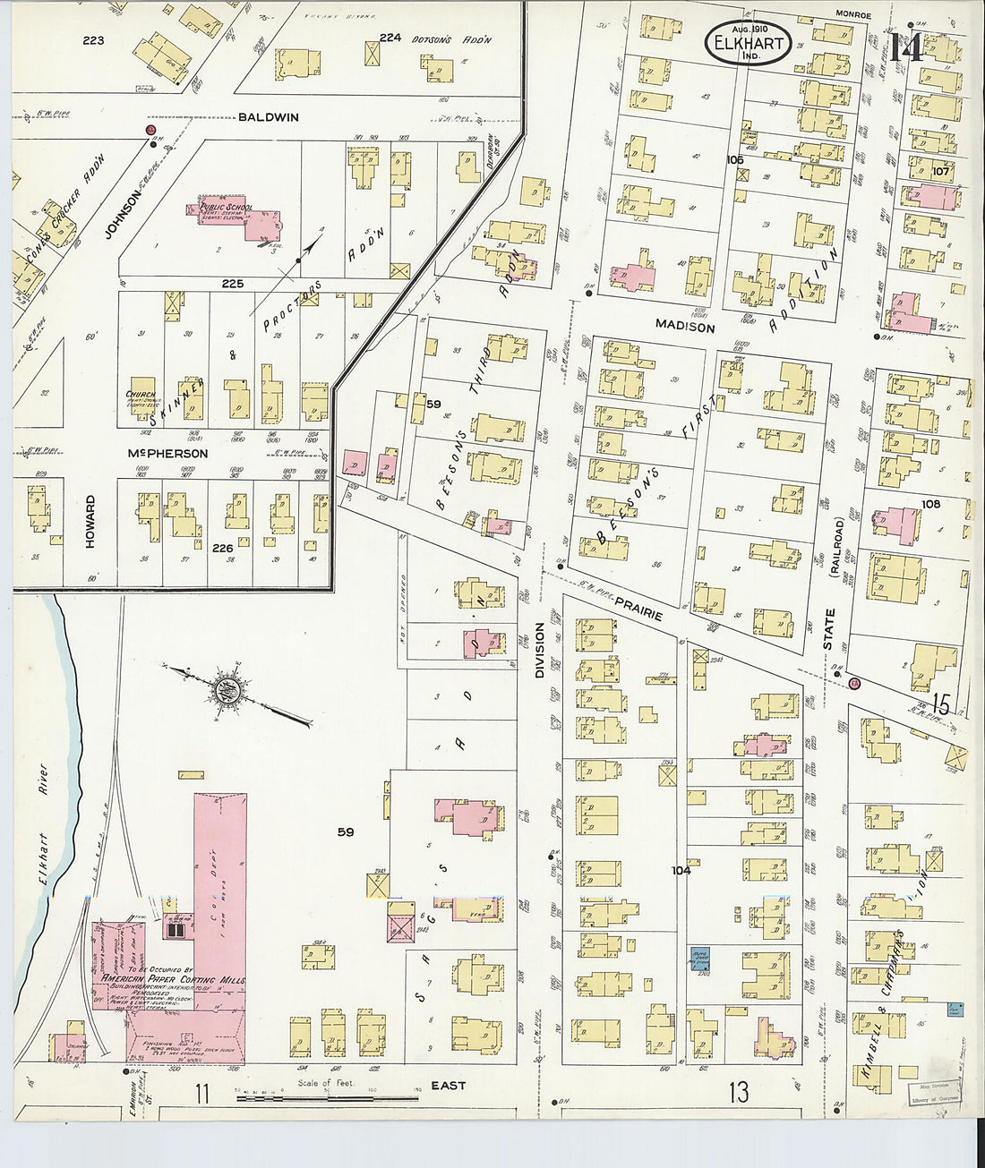 This old map of Elkhart, Elkhart County, Indiana was created by Sanborn Map Company in 1910