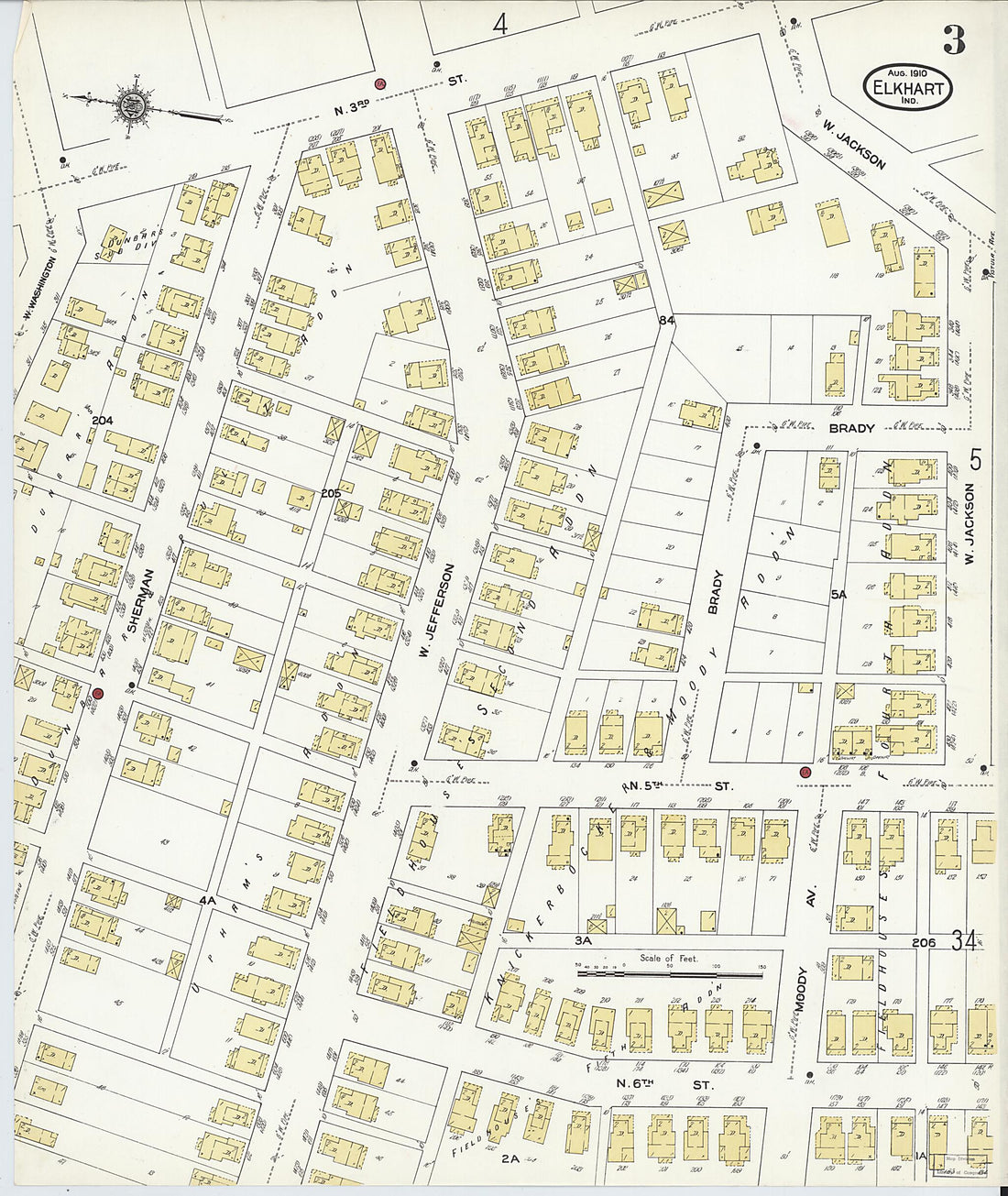 This old map of Elkhart, Elkhart County, Indiana was created by Sanborn Map Company in 1910