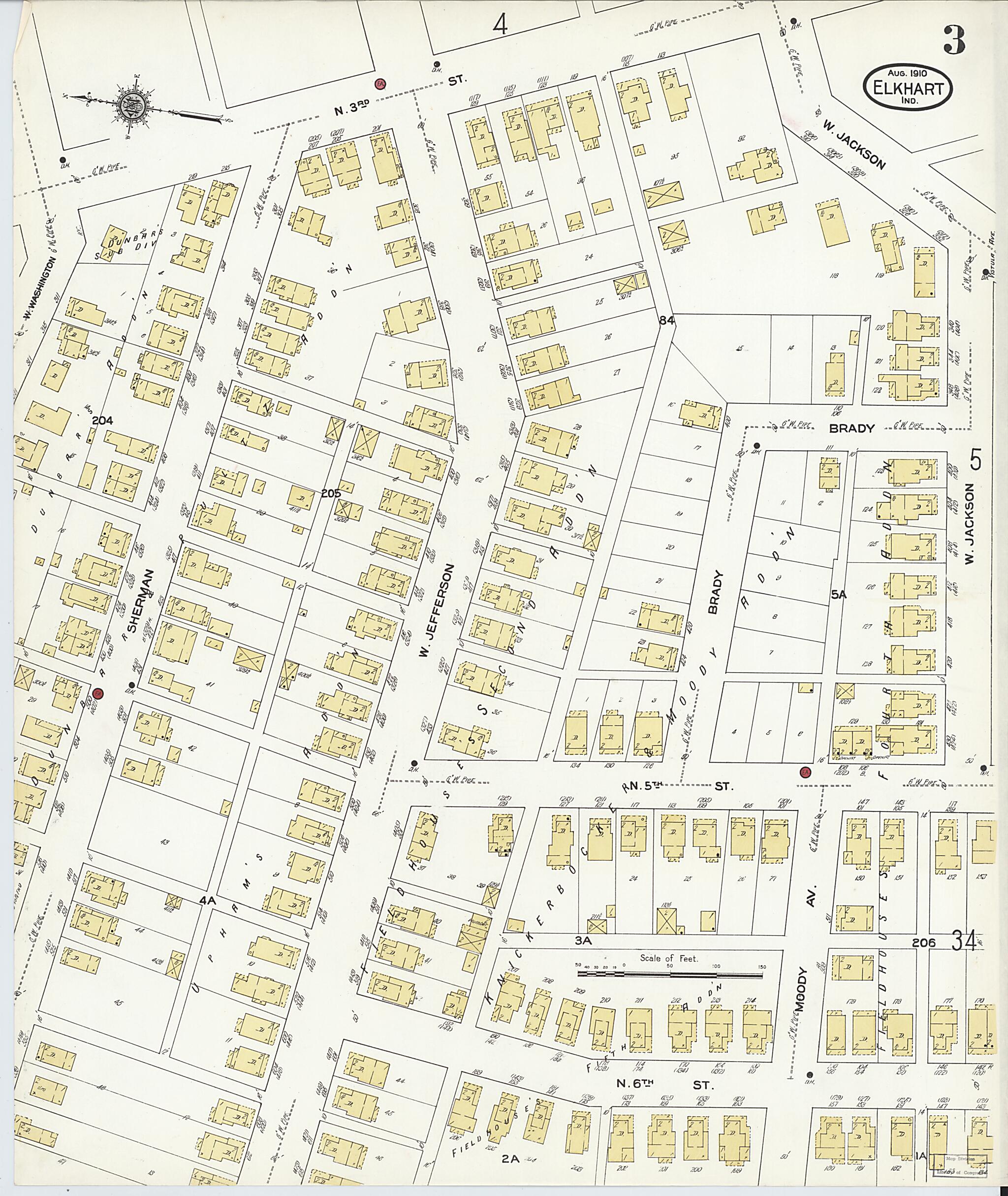 This old map of Elkhart, Elkhart County, Indiana was created by Sanborn Map Company in 1910