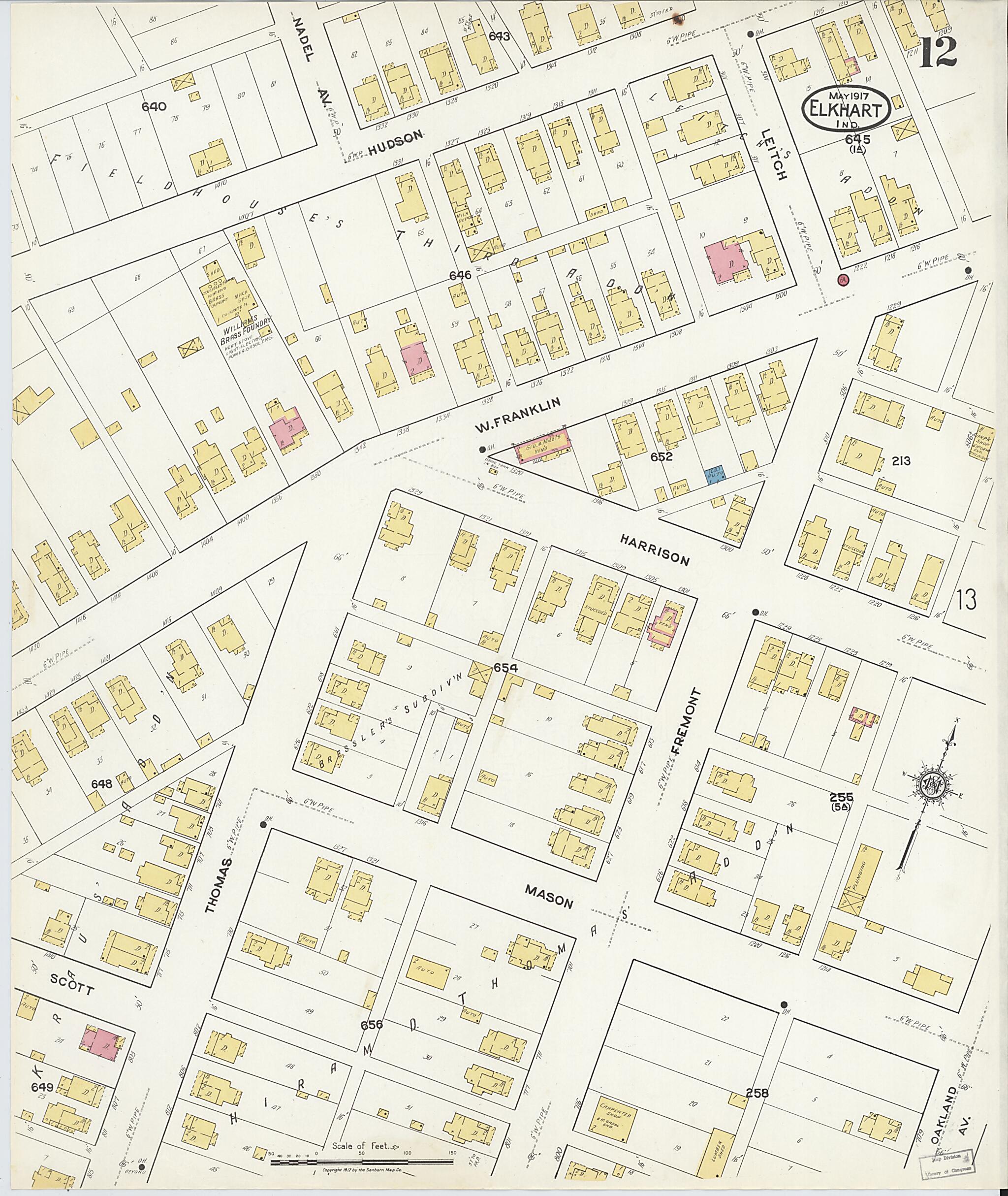 This old map of Elkhart, Elkhart County, Indiana was created by Sanborn Map Company in 1917