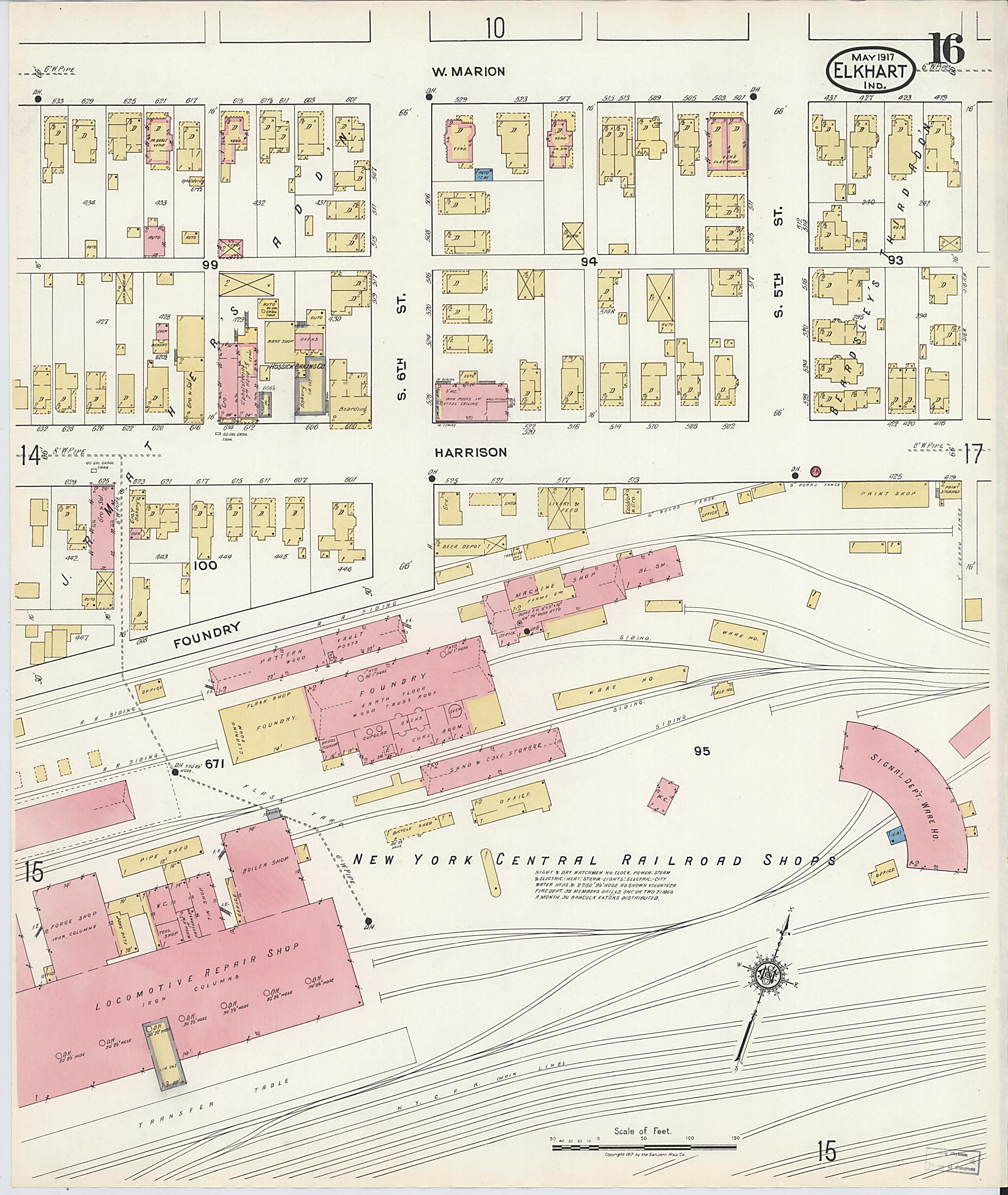 This old map of Elkhart, Elkhart County, Indiana was created by Sanborn Map Company in 1917