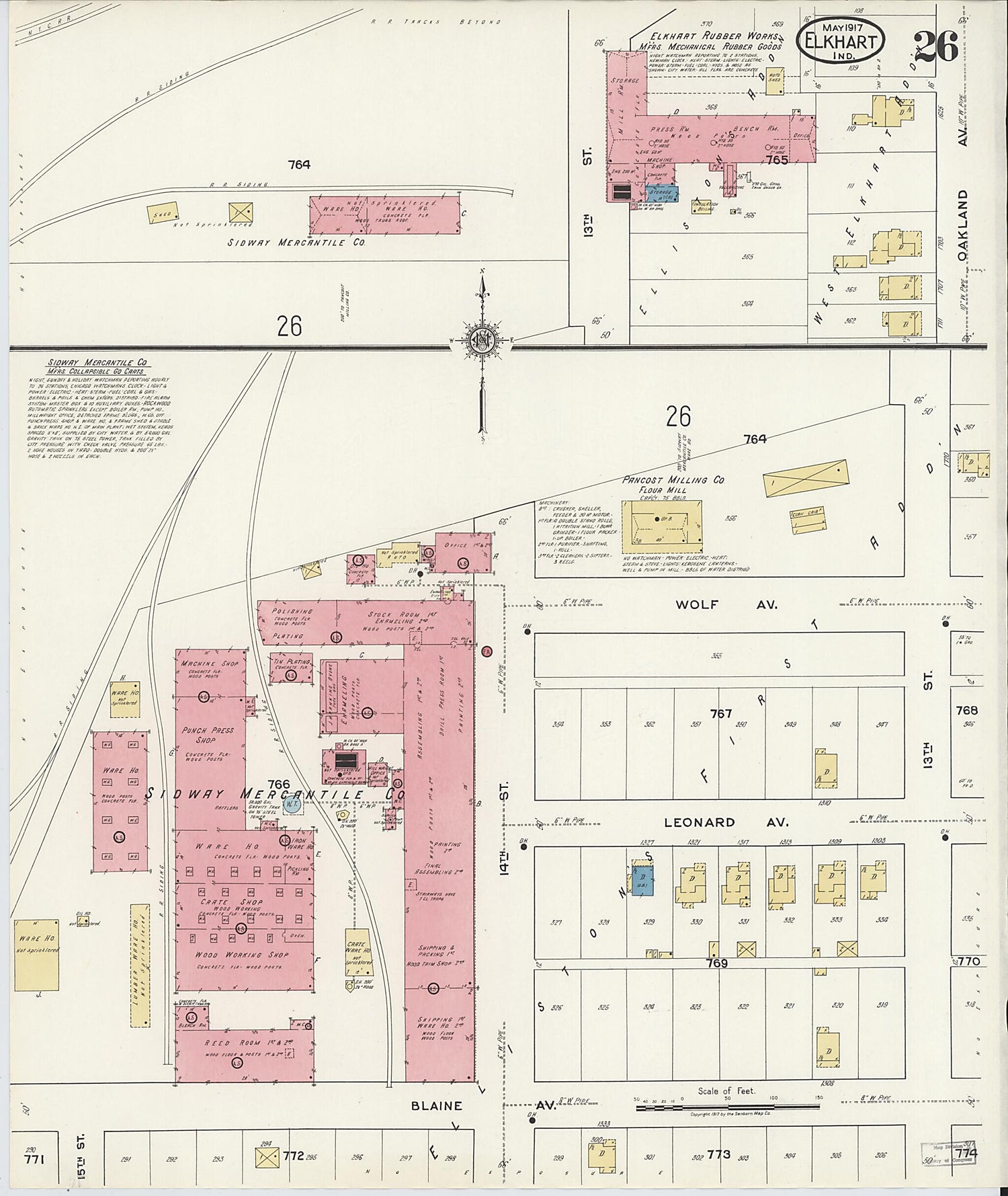 This old map of Elkhart, Elkhart County, Indiana was created by Sanborn Map Company in 1917