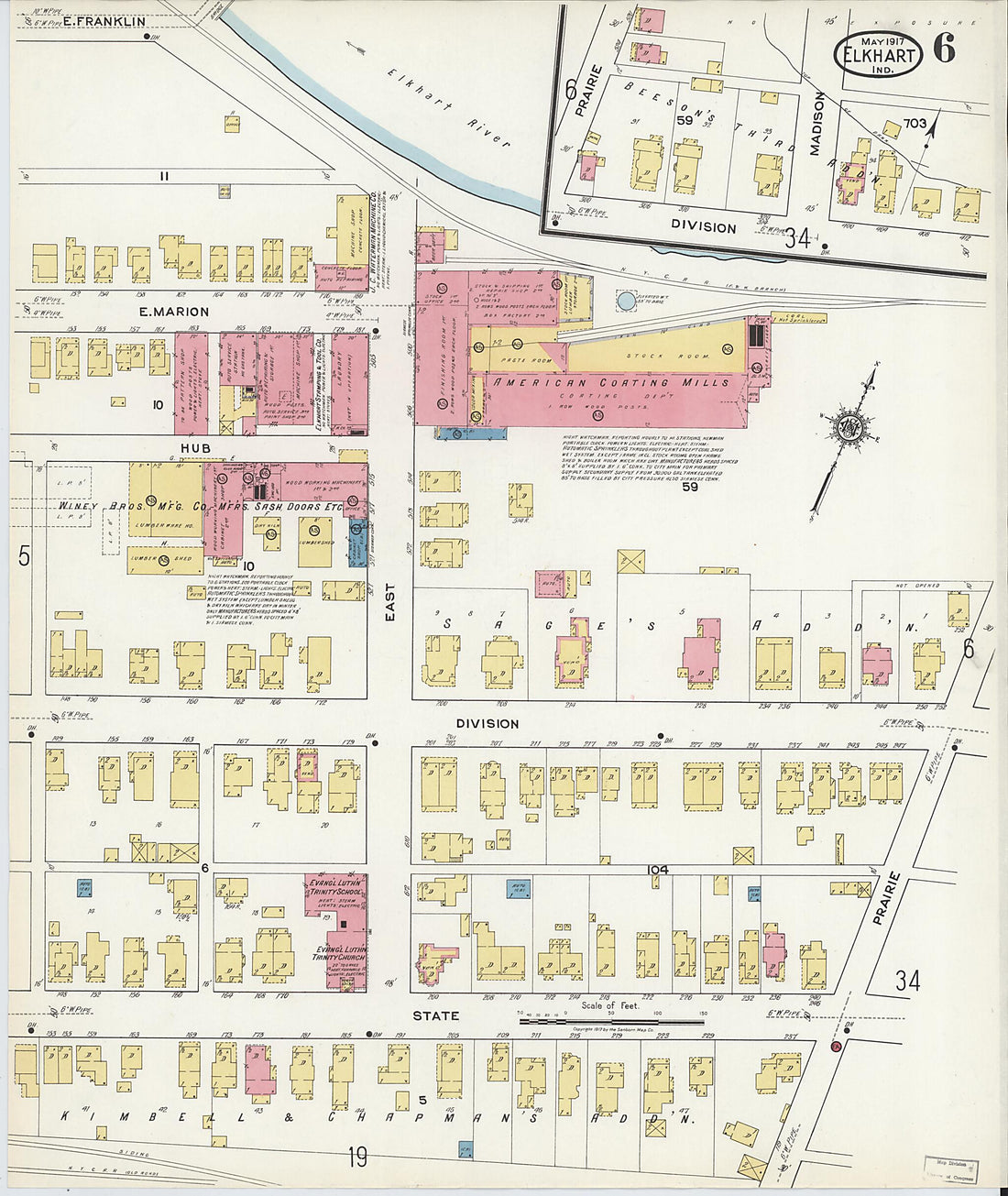 This old map of Elkhart, Elkhart County, Indiana was created by Sanborn Map Company in 1917