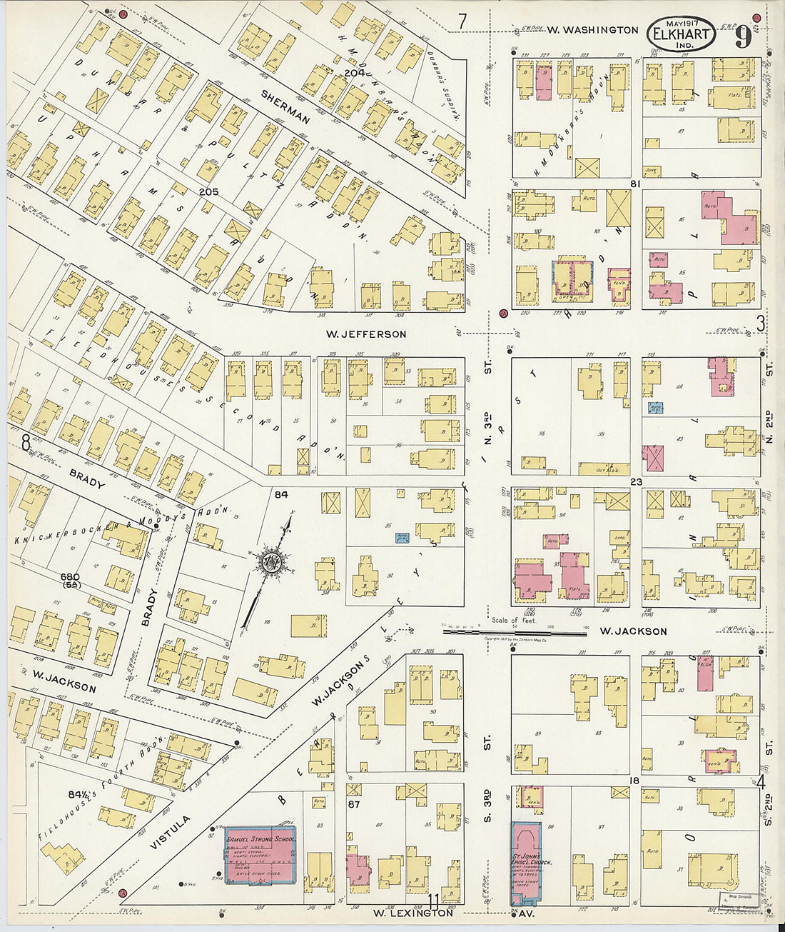 This old map of Elkhart, Elkhart County, Indiana was created by Sanborn Map Company in 1917