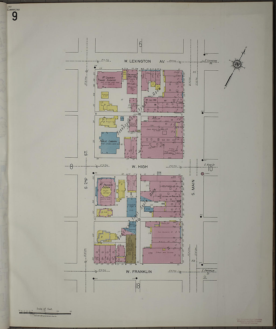 This old map of Elkhart, Elkhart County, Indiana was created by Sanborn Map Company in 1927