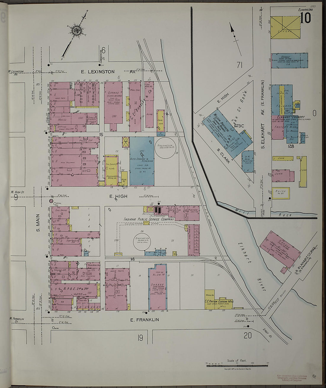 This old map of Elkhart, Elkhart County, Indiana was created by Sanborn Map Company in 1927