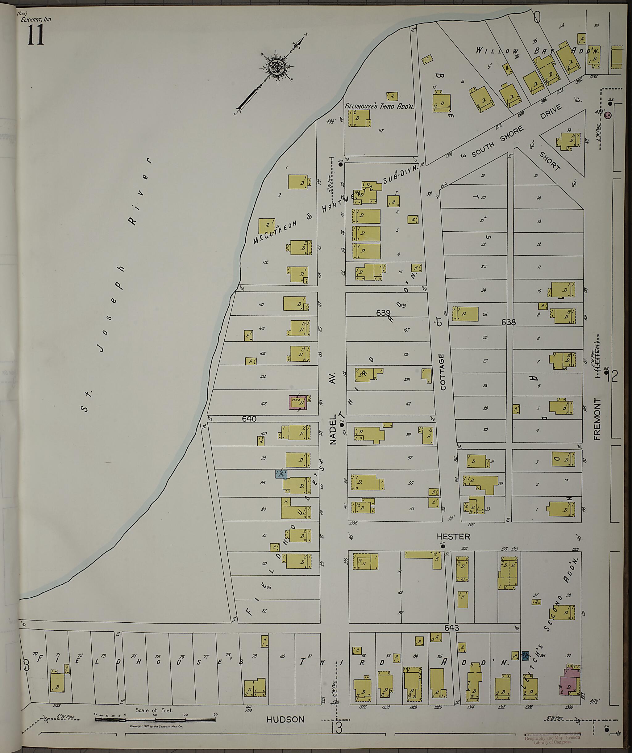 This old map of Elkhart, Elkhart County, Indiana was created by Sanborn Map Company in 1927