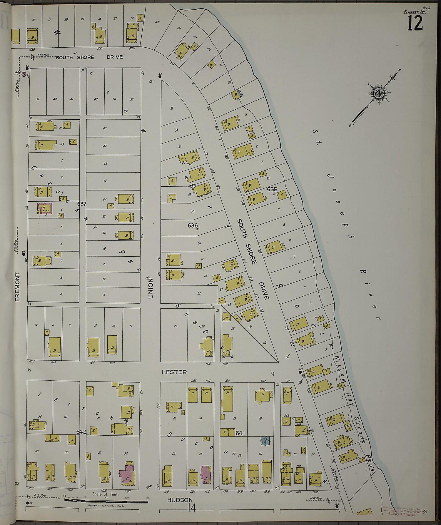 This old map of Elkhart, Elkhart County, Indiana was created by Sanborn Map Company in 1927