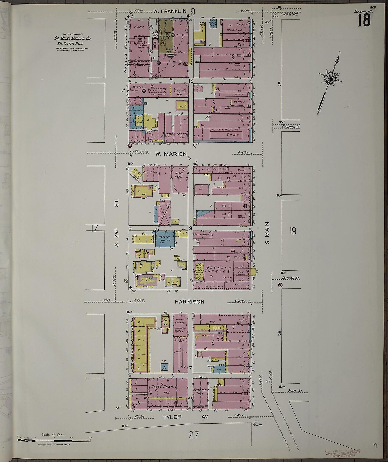 This old map of Elkhart, Elkhart County, Indiana was created by Sanborn Map Company in 1927