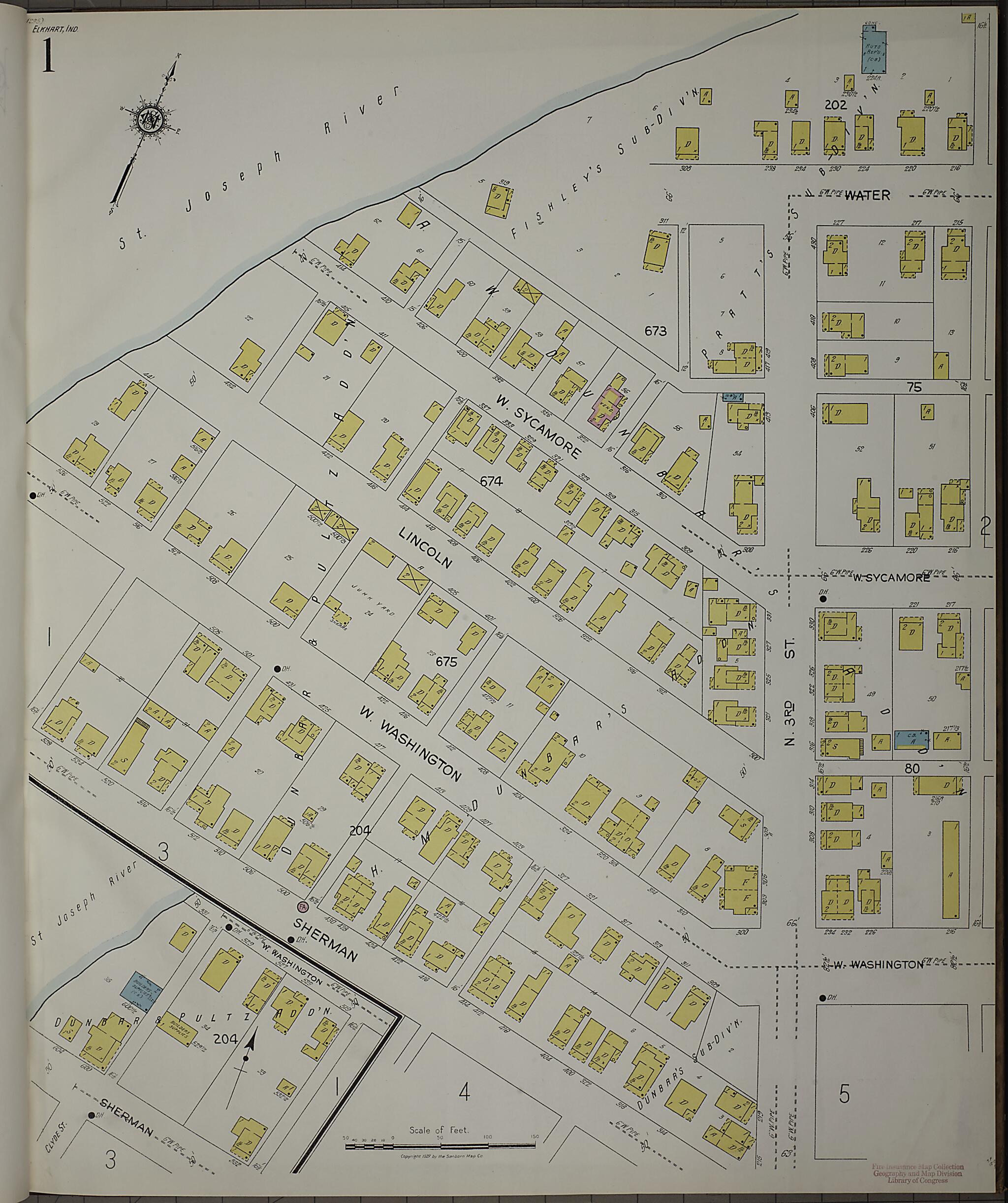 This old map of Elkhart, Elkhart County, Indiana was created by Sanborn Map Company in 1927