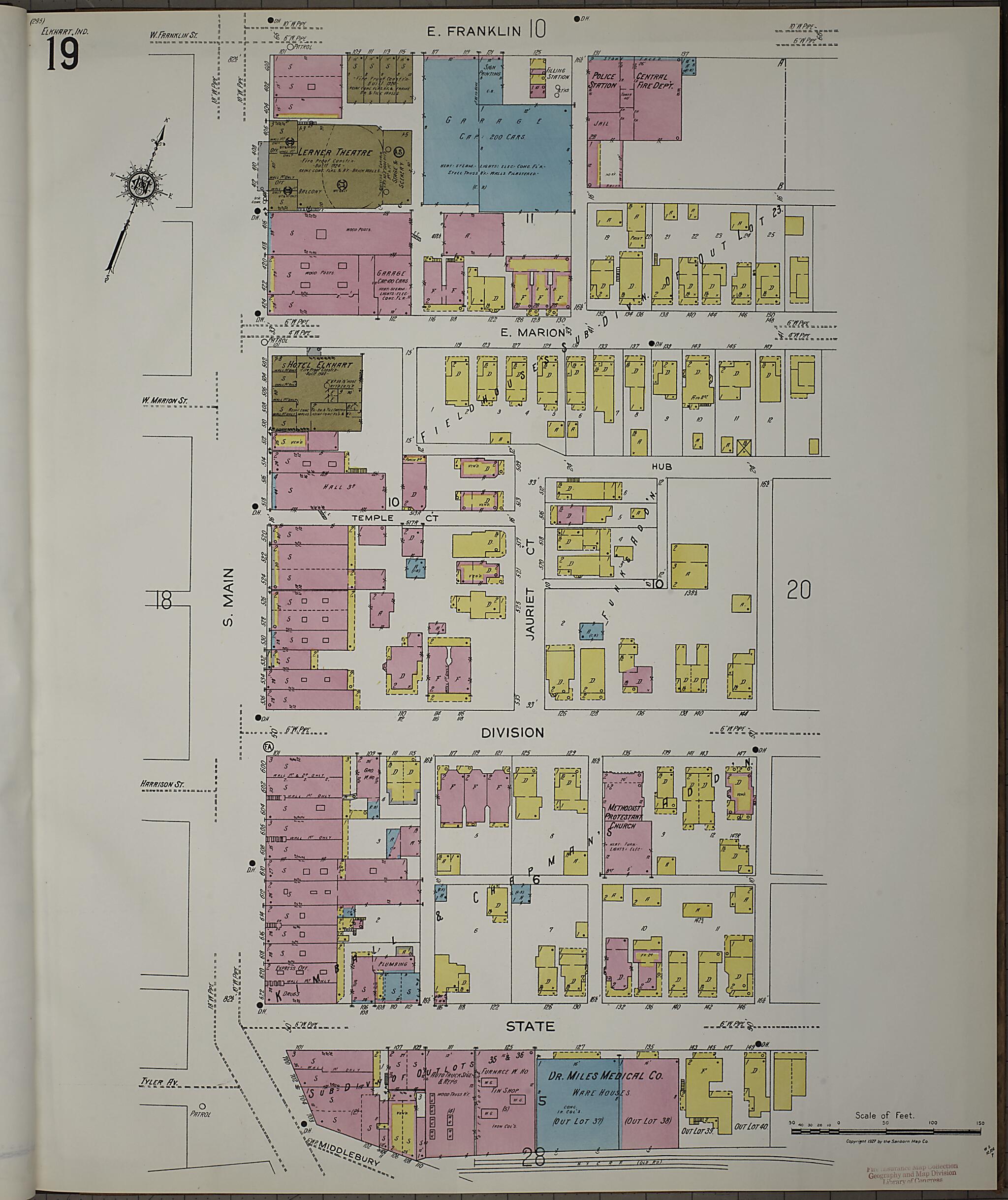 This old map of Elkhart, Elkhart County, Indiana was created by Sanborn Map Company in 1927