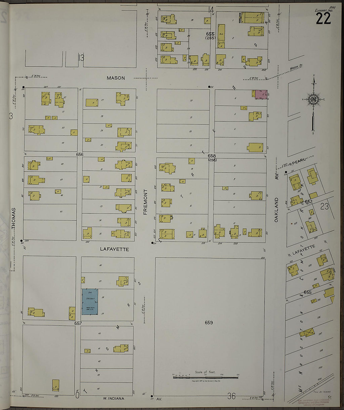 This old map of Elkhart, Elkhart County, Indiana was created by Sanborn Map Company in 1927