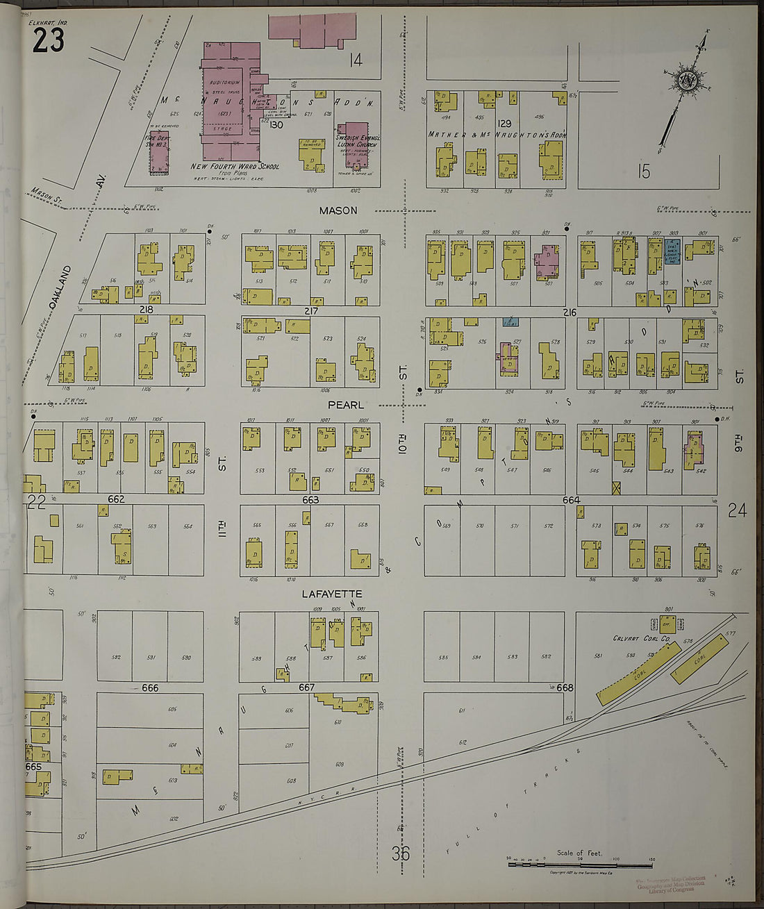 This old map of Elkhart, Elkhart County, Indiana was created by Sanborn Map Company in 1927