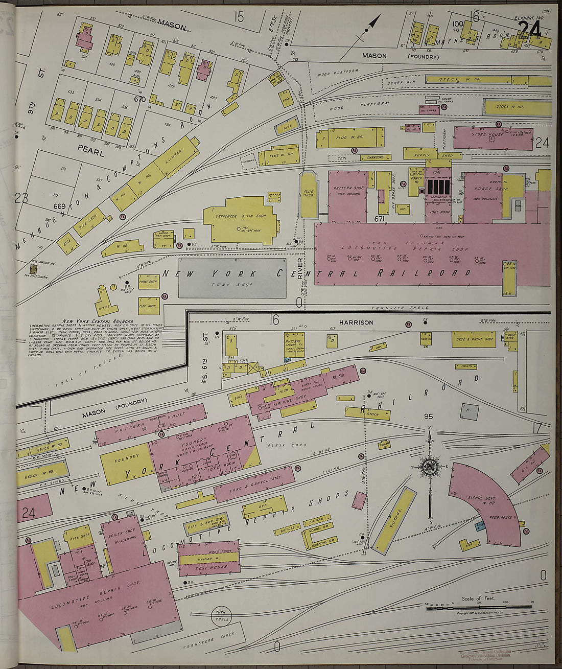 This old map of Elkhart, Elkhart County, Indiana was created by Sanborn Map Company in 1927