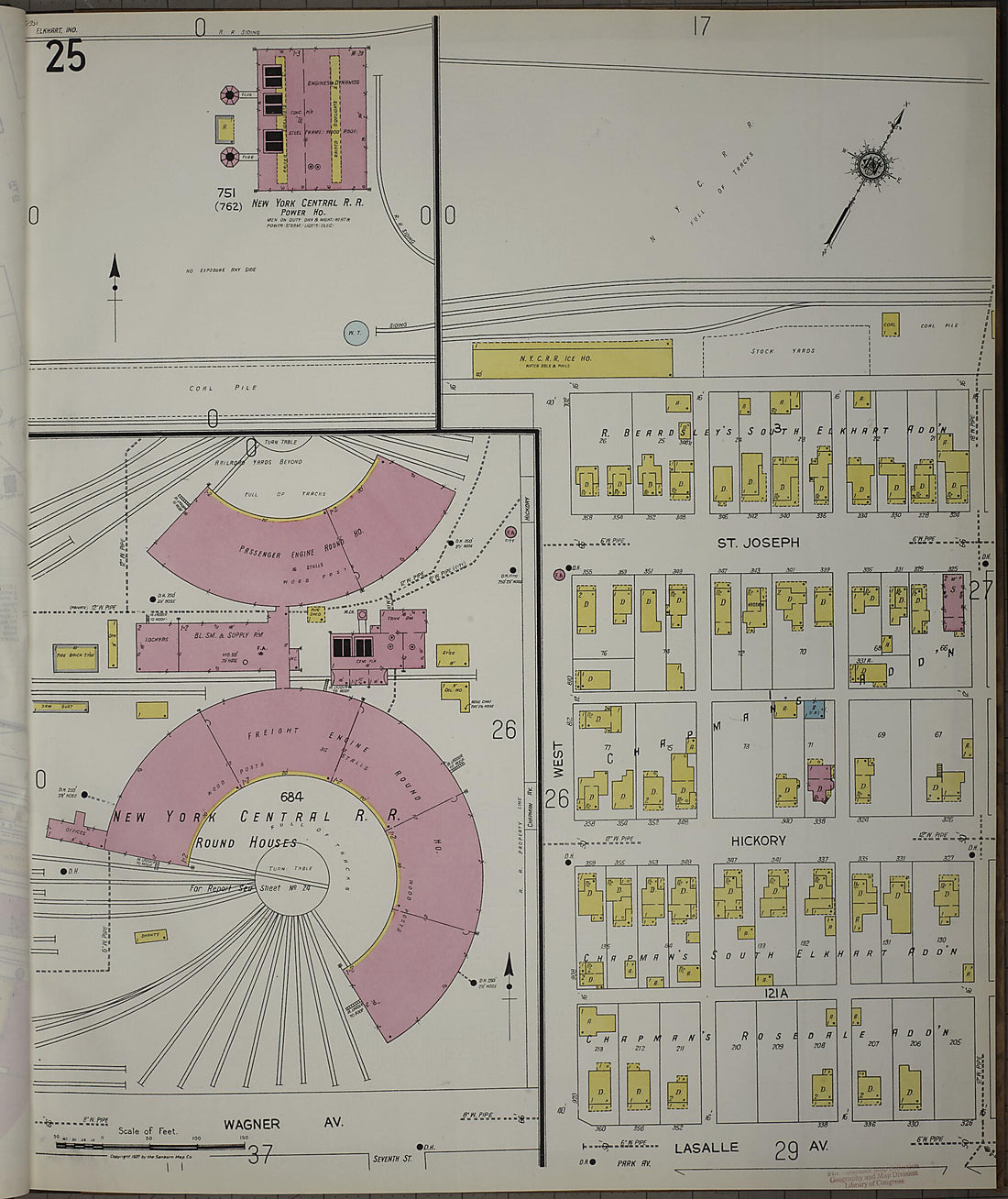 This old map of Elkhart, Elkhart County, Indiana was created by Sanborn Map Company in 1927