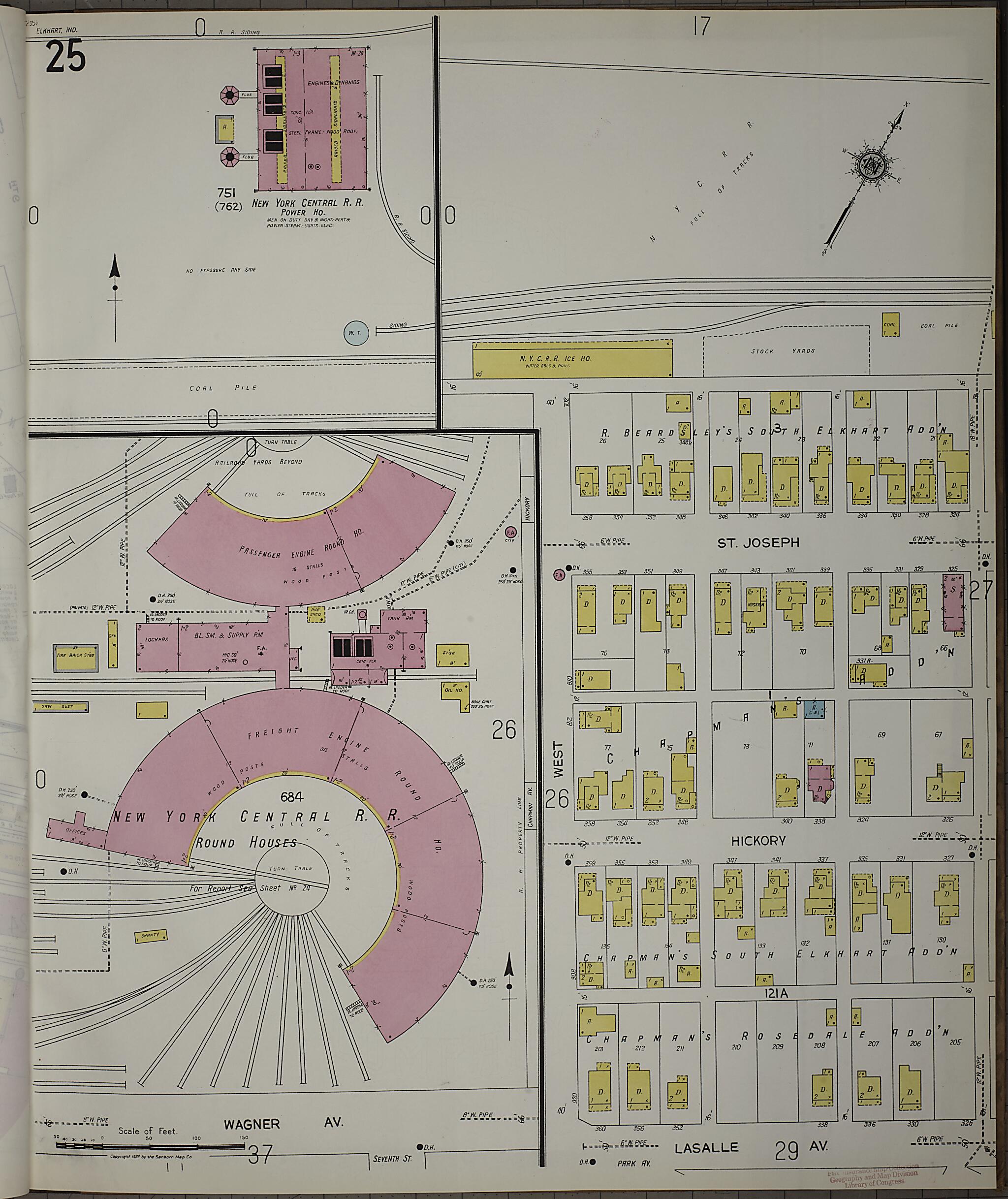 This old map of Elkhart, Elkhart County, Indiana was created by Sanborn Map Company in 1927