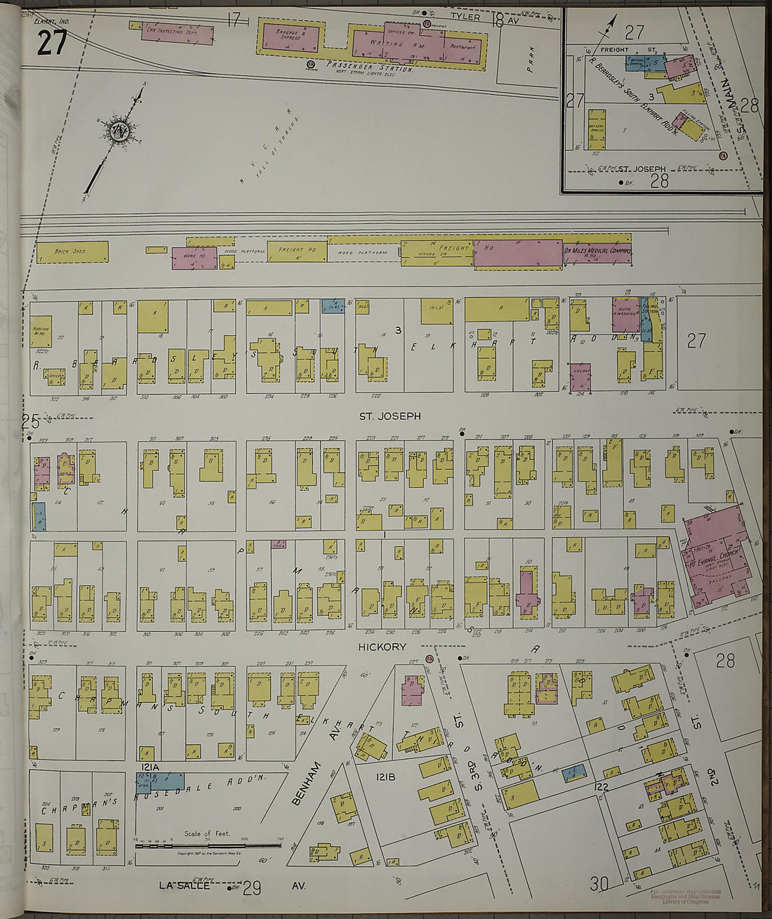 This old map of Elkhart, Elkhart County, Indiana was created by Sanborn Map Company in 1927