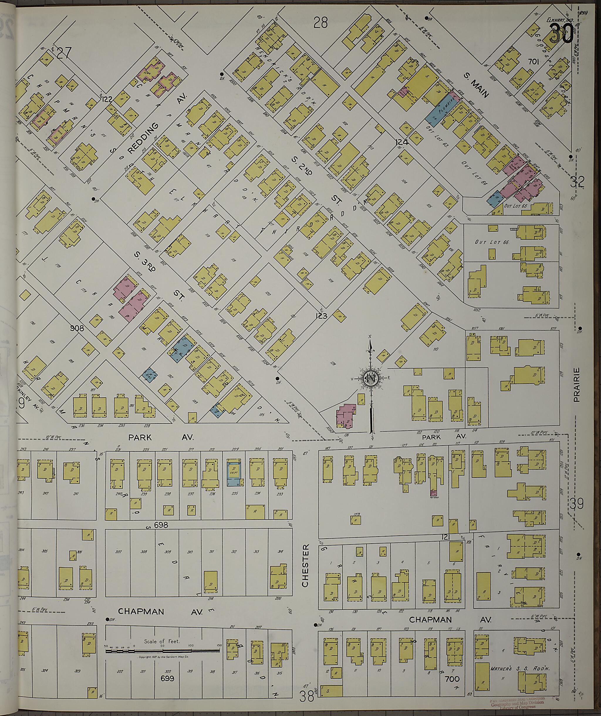 This old map of Elkhart, Elkhart County, Indiana was created by Sanborn Map Company in 1927