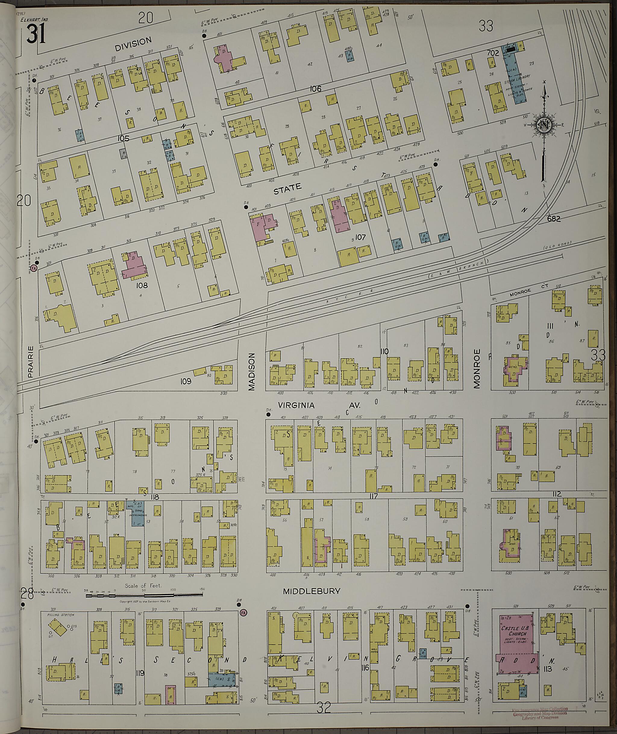 This old map of Elkhart, Elkhart County, Indiana was created by Sanborn Map Company in 1927