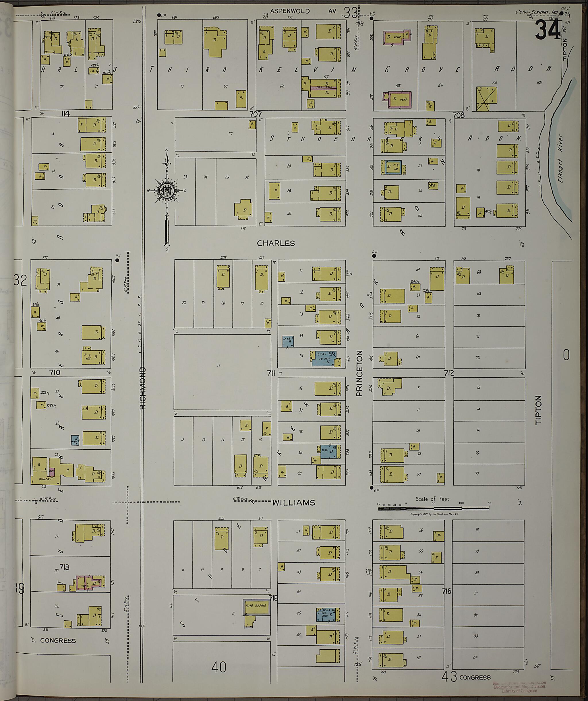 Old Map of Elkhart, Elkhart County, Indiana [1927] Elkhart, Elkhart ...