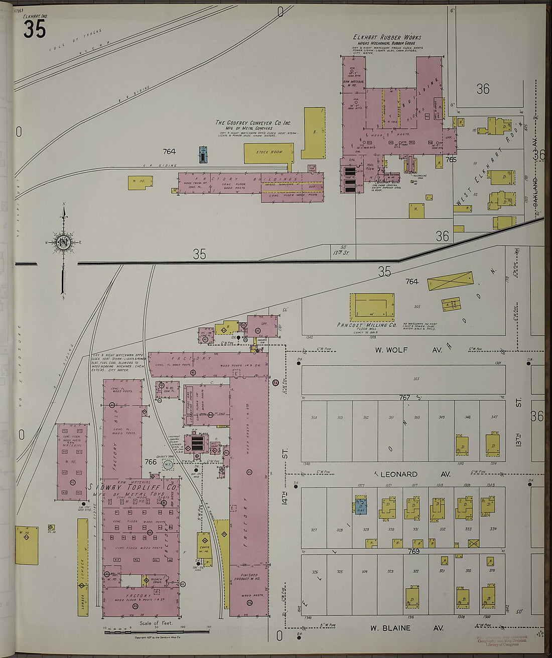 This old map of Elkhart, Elkhart County, Indiana was created by Sanborn Map Company in 1927