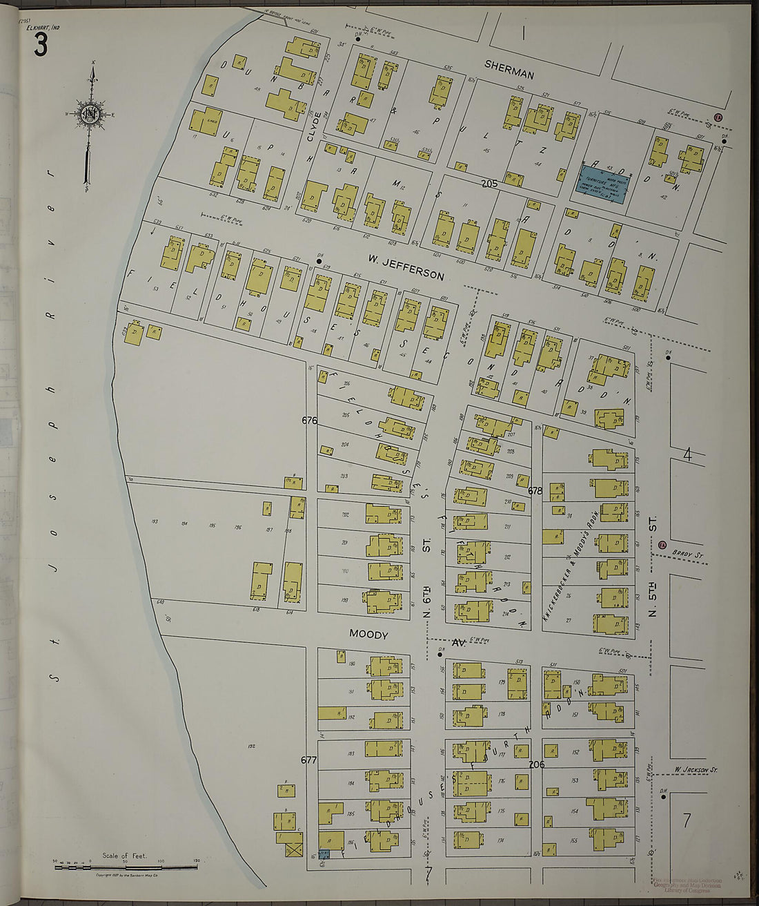 This old map of Elkhart, Elkhart County, Indiana was created by Sanborn Map Company in 1927