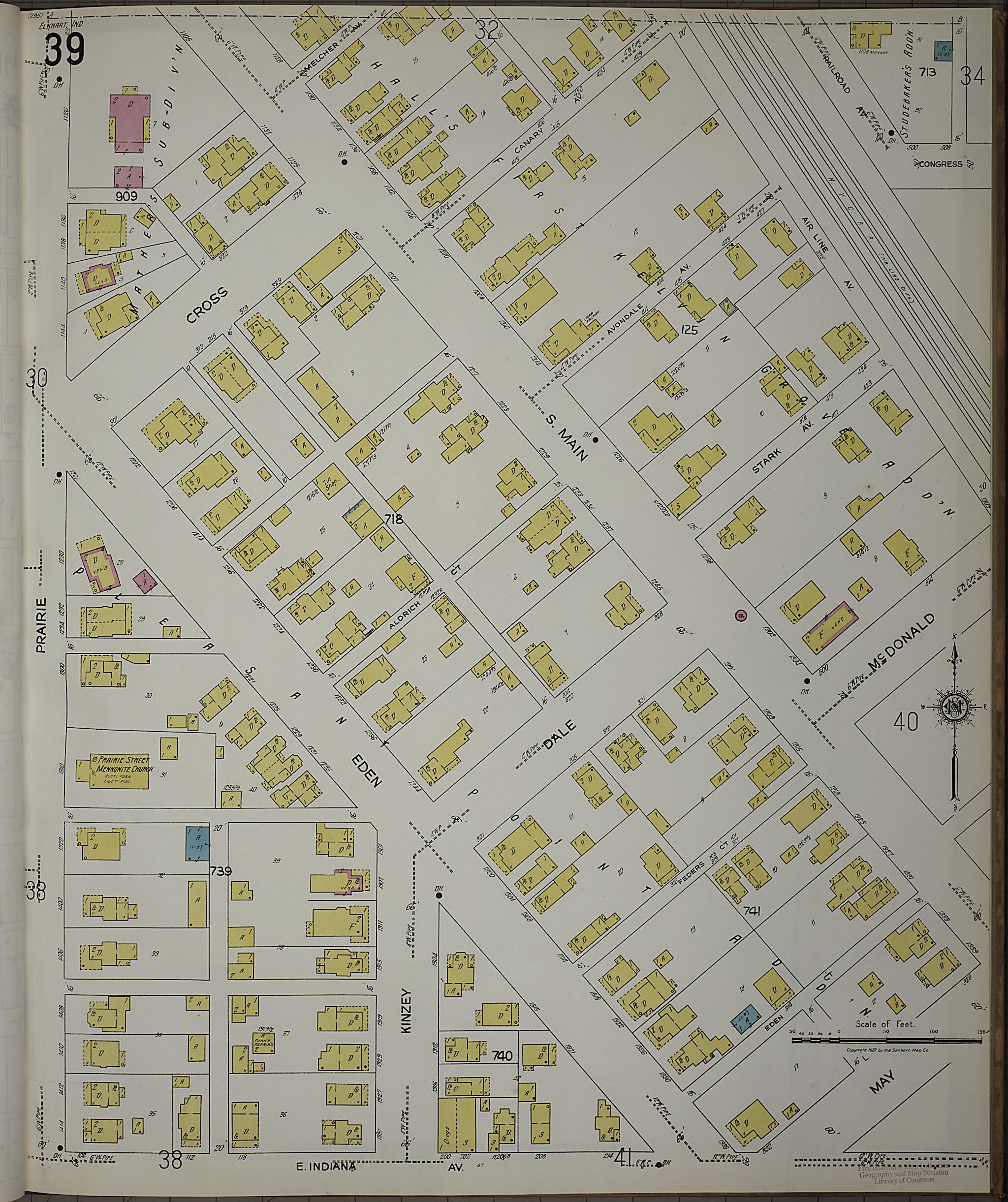 This old map of Elkhart, Elkhart County, Indiana was created by Sanborn Map Company in 1927