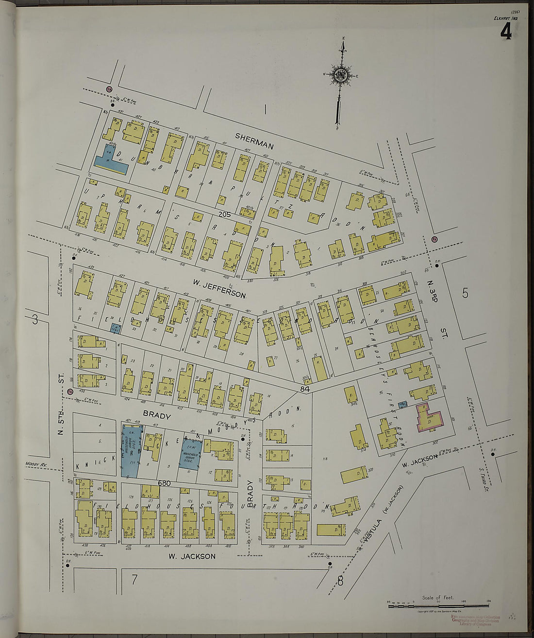 This old map of Elkhart, Elkhart County, Indiana was created by Sanborn Map Company in 1927