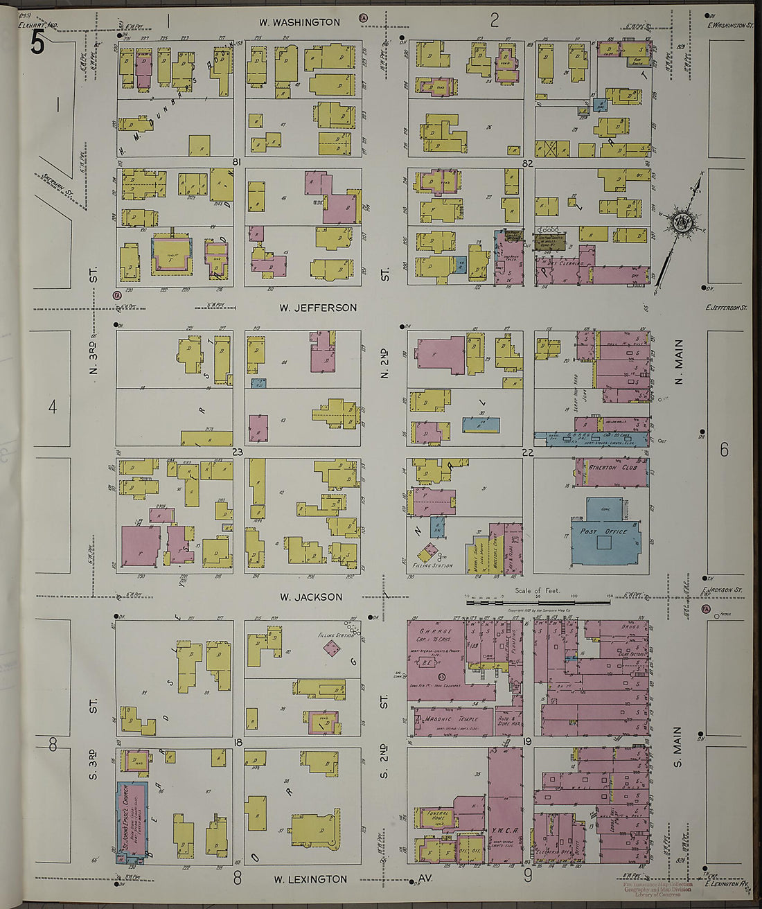 This old map of Elkhart, Elkhart County, Indiana was created by Sanborn Map Company in 1927